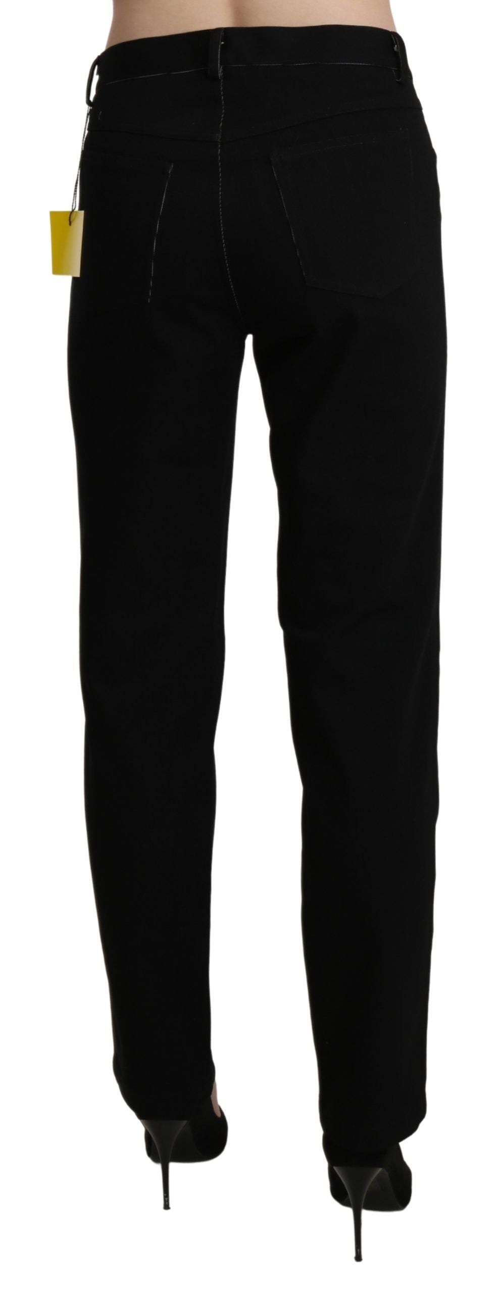 BENCIVENGA Black High Waist Straight Casual Trouser Pant