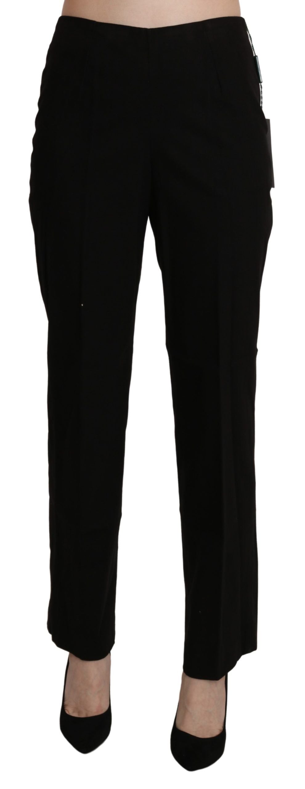 BENCIVENGA Black High Waist Straight Dress Trouser Pant