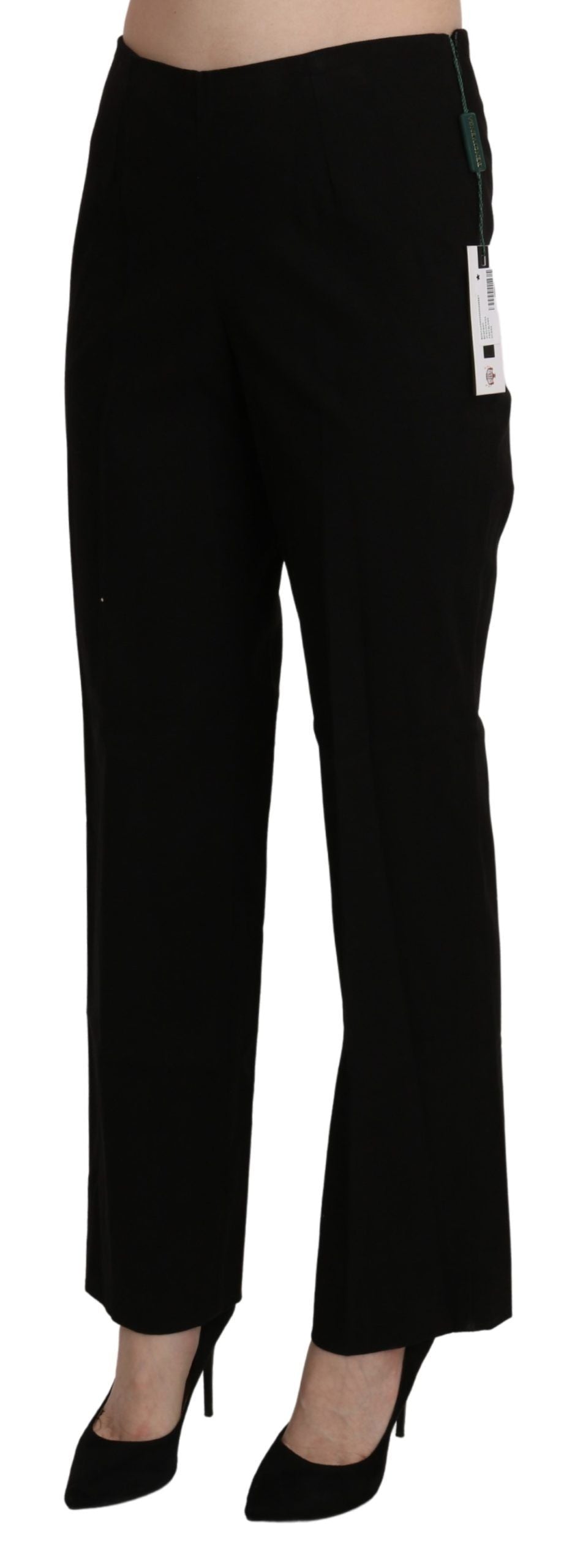 BENCIVENGA Black High Waist Straight Dress Trouser Pant