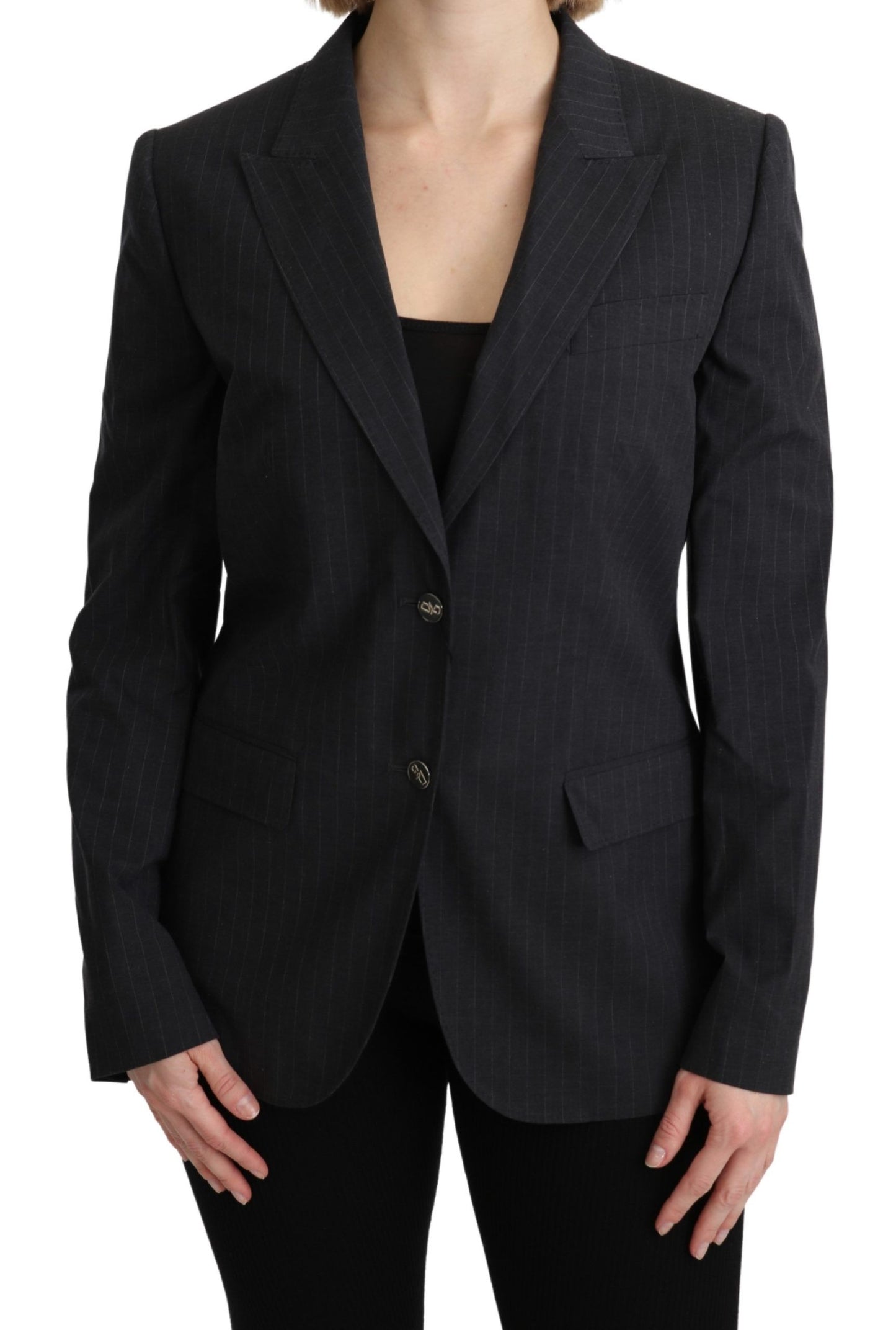 Dolce & Gabbana Gray Single Breasted Blazer Cotton Jacket