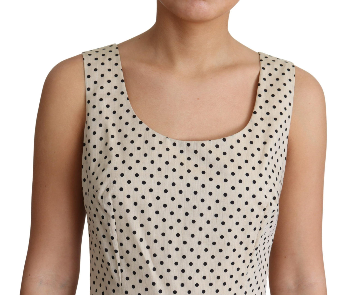 Dolce & Gabbana Beige Polka Dotted Cotton A-Line Dress