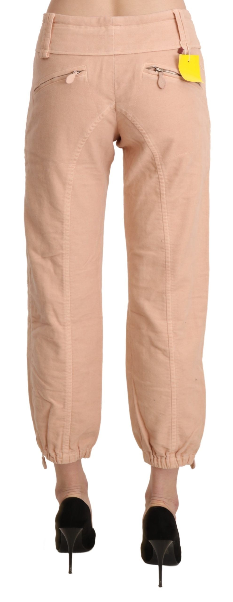 Ermanno Scervino Beige Mid Waist Cropped Cotton Trouser Pants