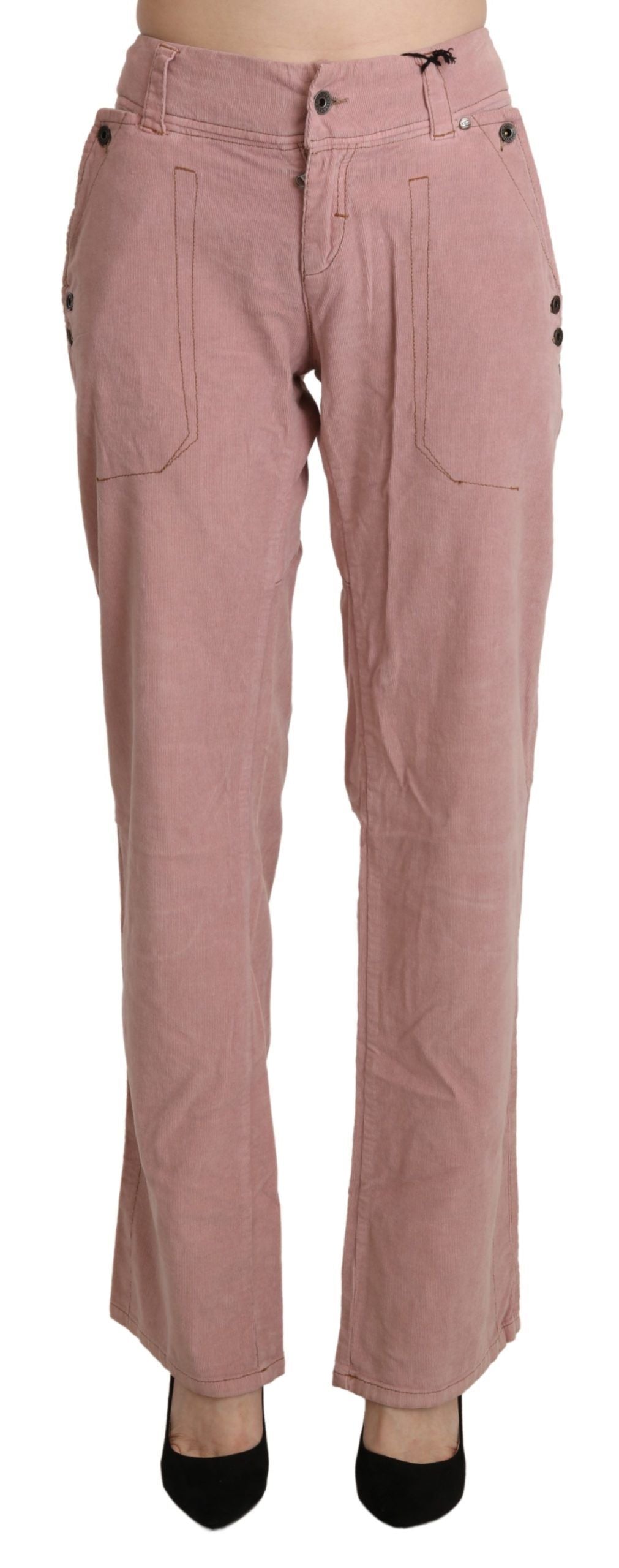 Ermanno Scervino Pink High Waist Straight Cotton Trouser Pants