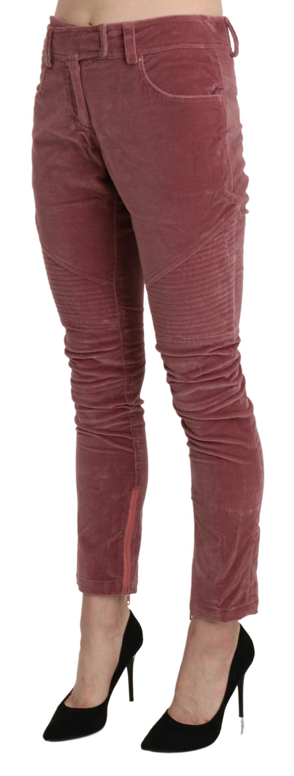 Ermanno Scervino Red Mid Waist Skinny Cotton Pants