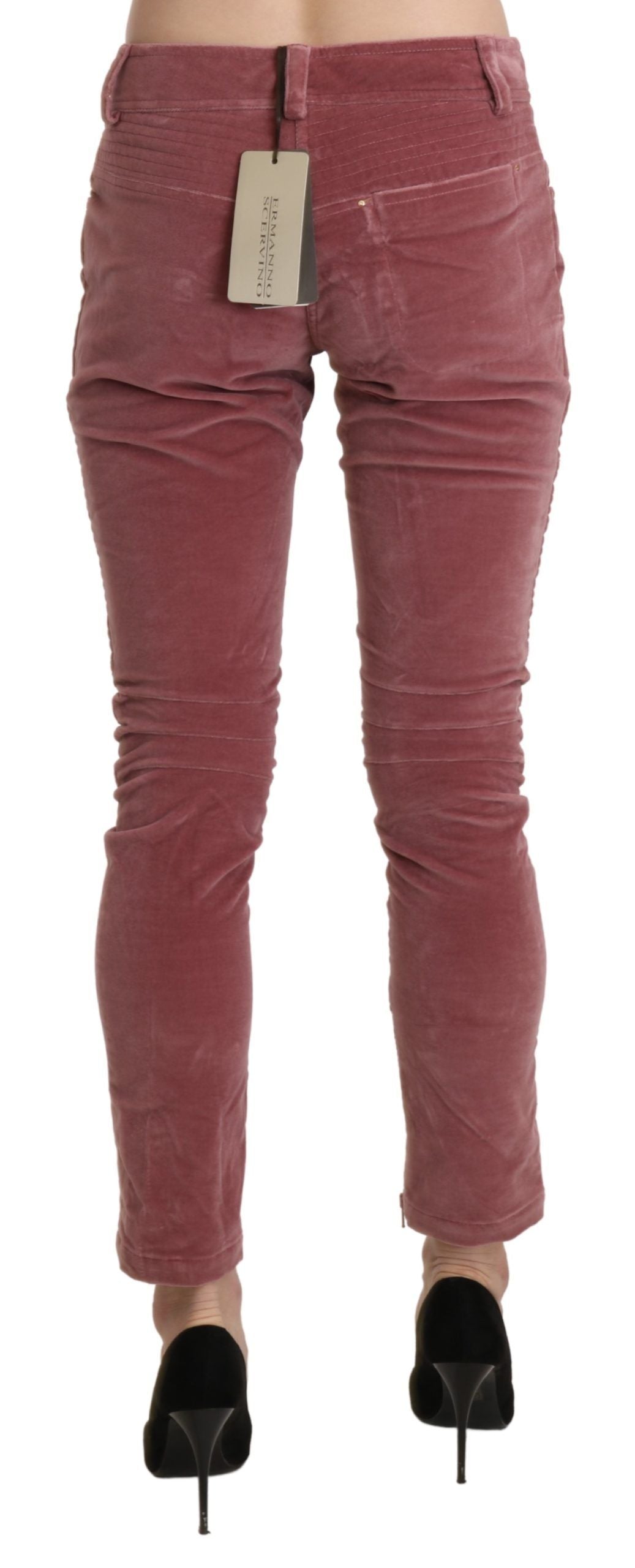 Ermanno Scervino Red Mid Waist Skinny Cotton Pants