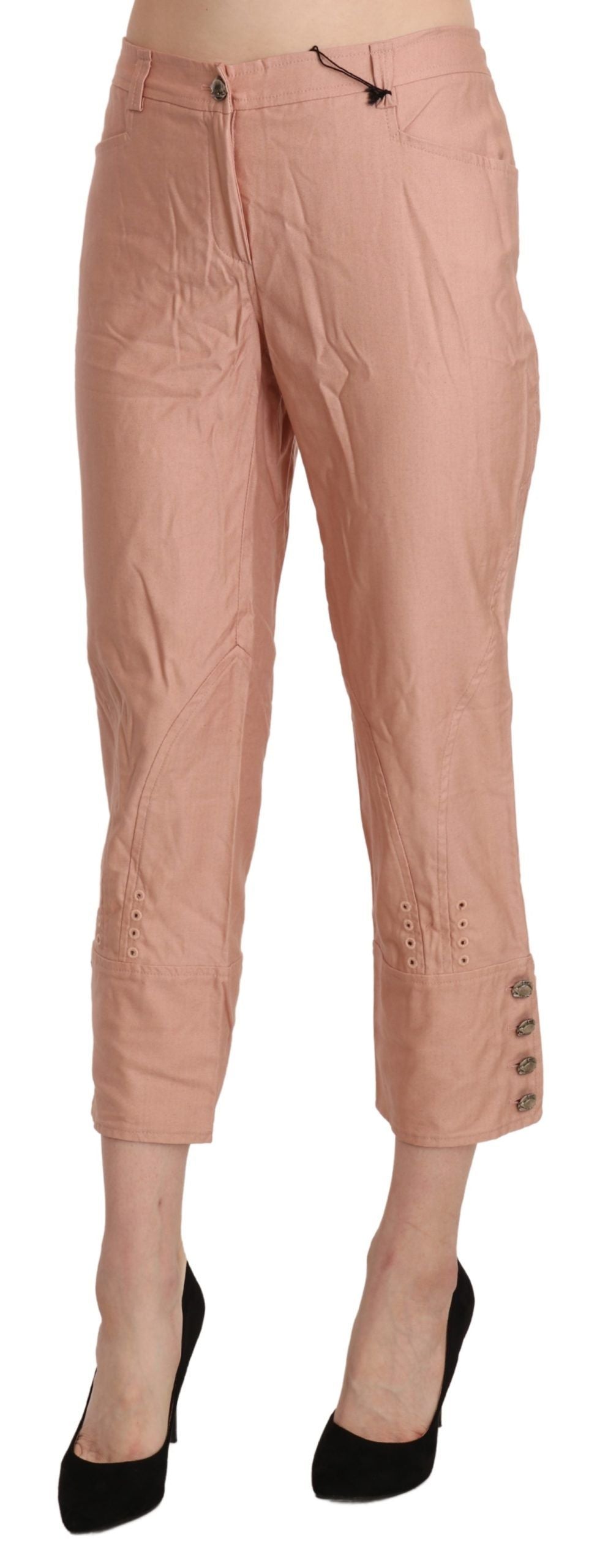 Ermanno Scervino Cotton Pink High Waist Cropped Trouser Pants