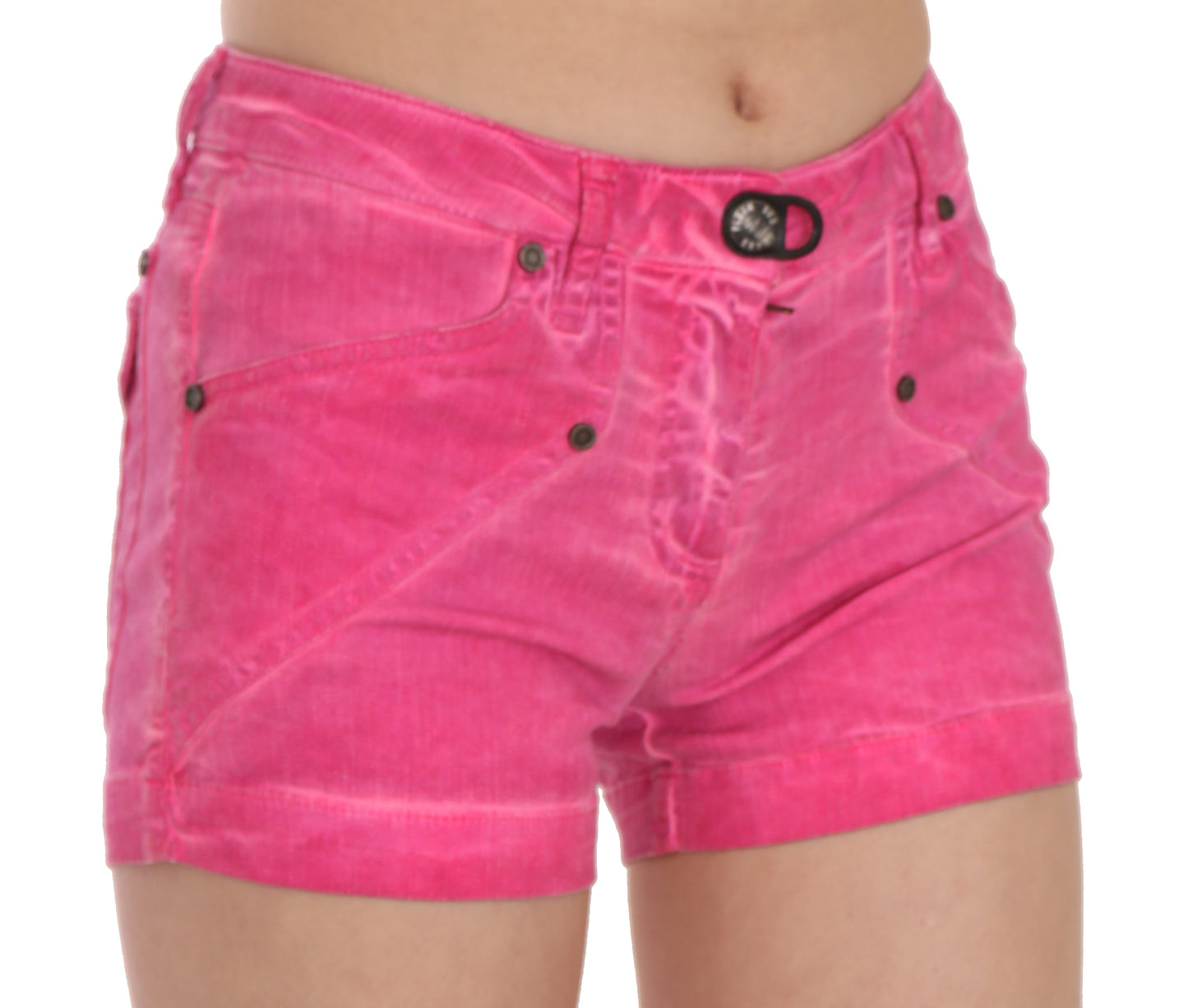 PLEIN SUD Pink Mid Waist Cotton Denim Mini Shorts