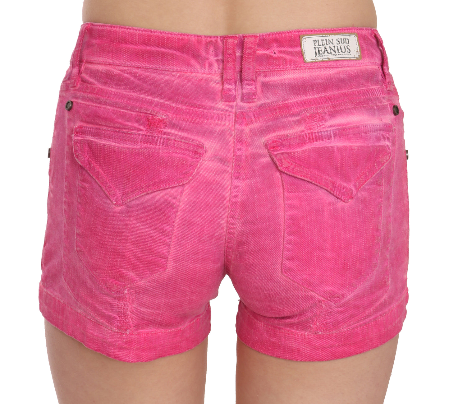 PLEIN SUD Pink Mid Waist Cotton Denim Mini Shorts