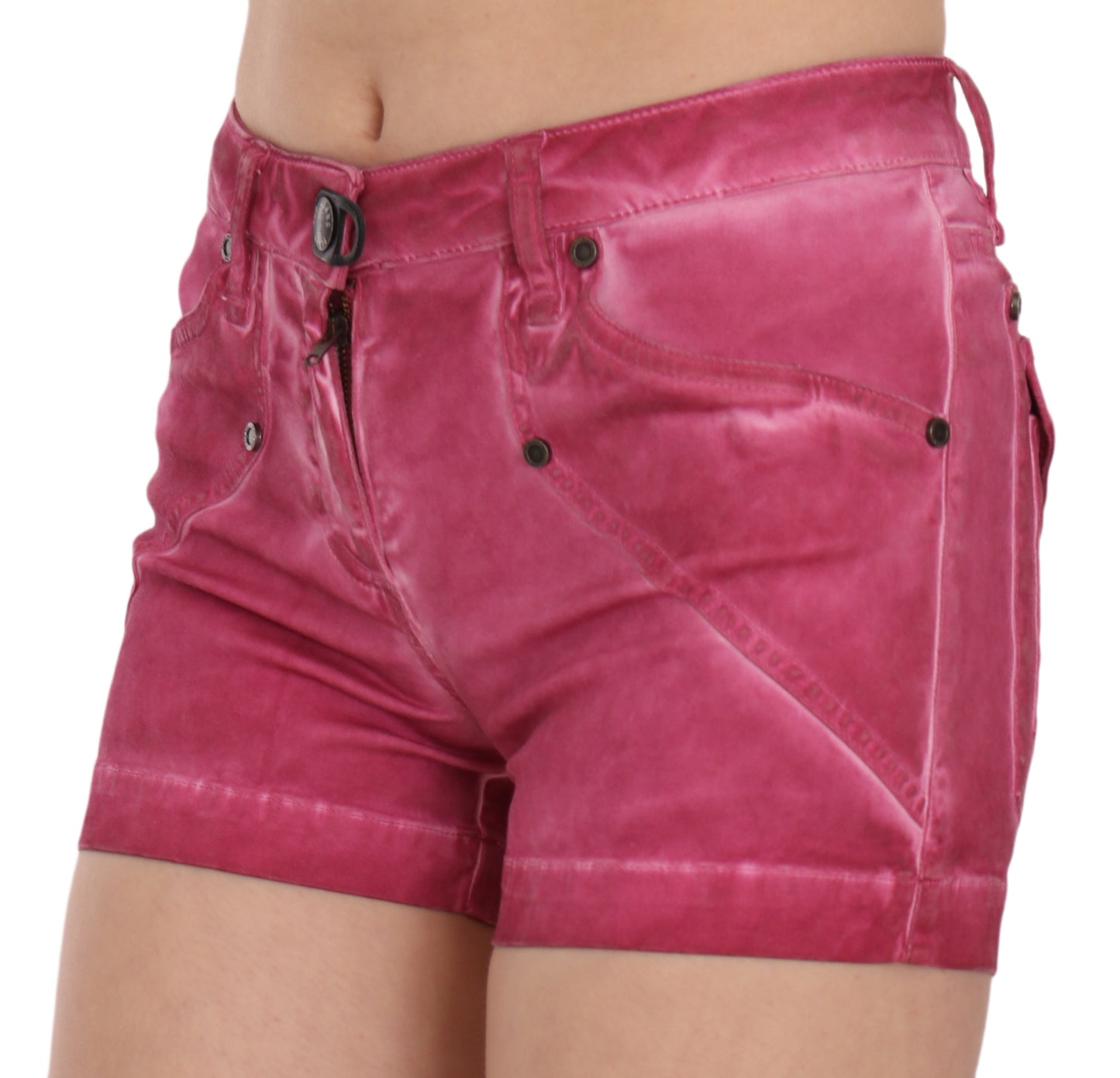 PLEIN SUD Pink Mid Waist Cotton Mini Denim Shorts