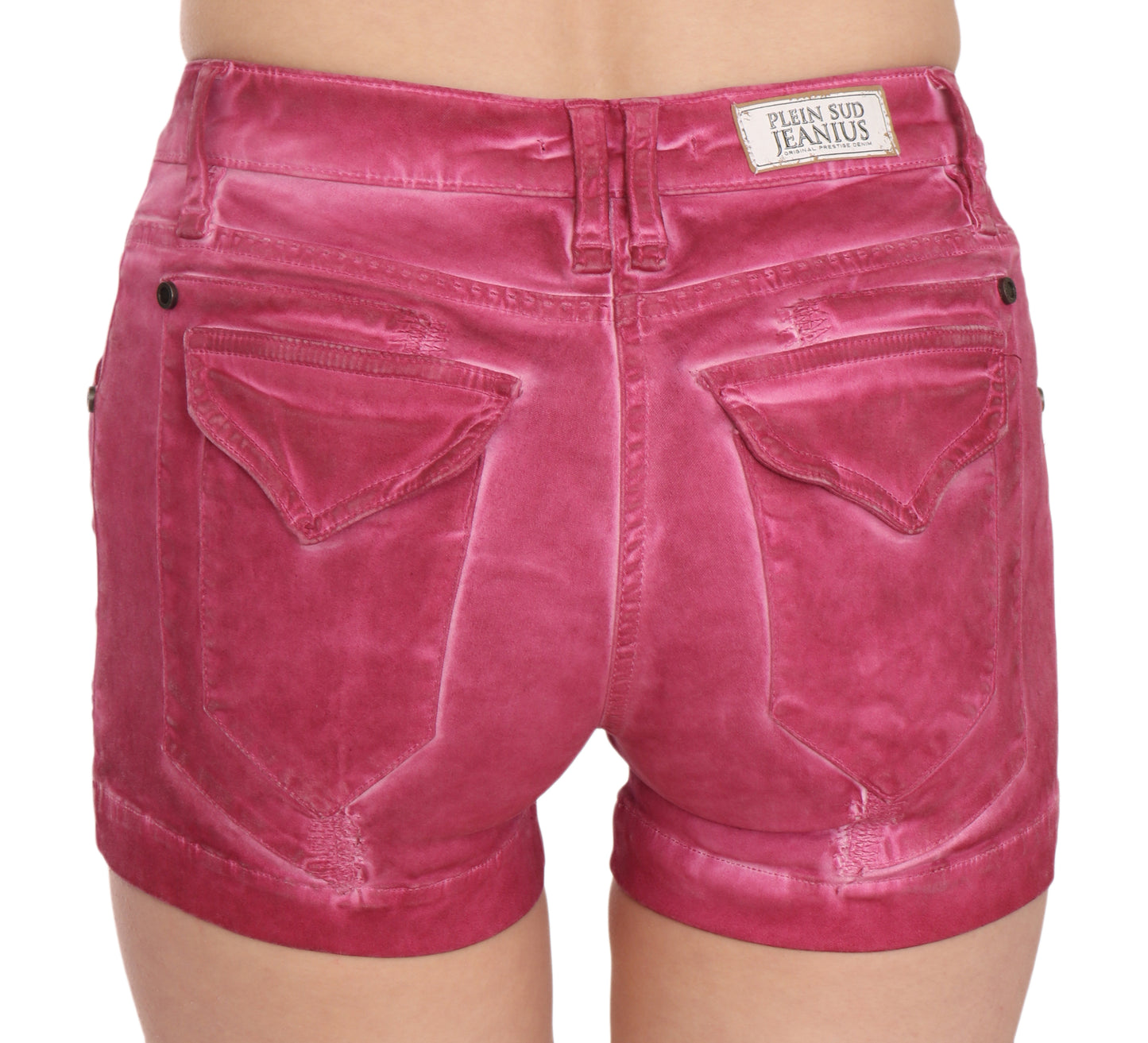 PLEIN SUD Pink Mid Waist Cotton Mini Denim Shorts