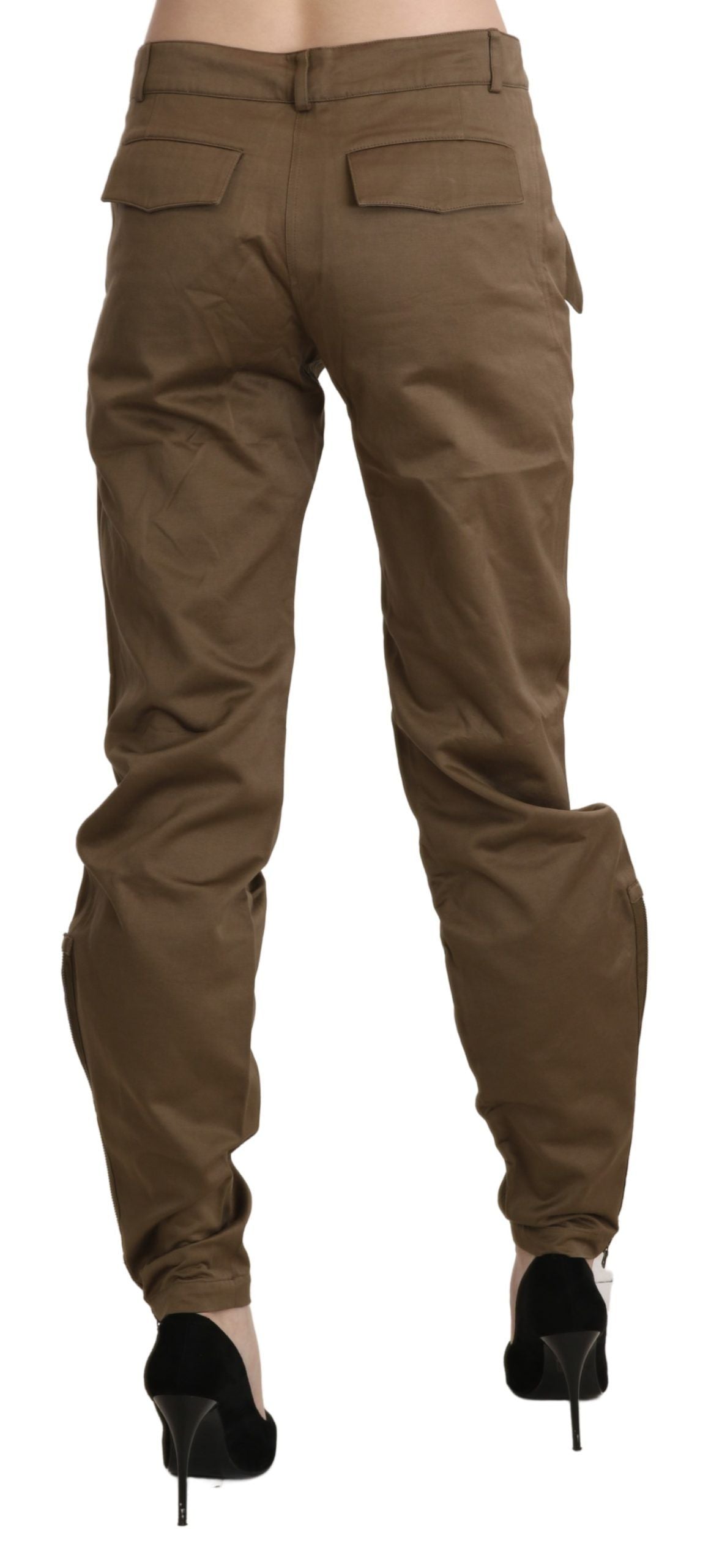 Ermanno Scervino Brown Mid Waist Straight Cotton Pants