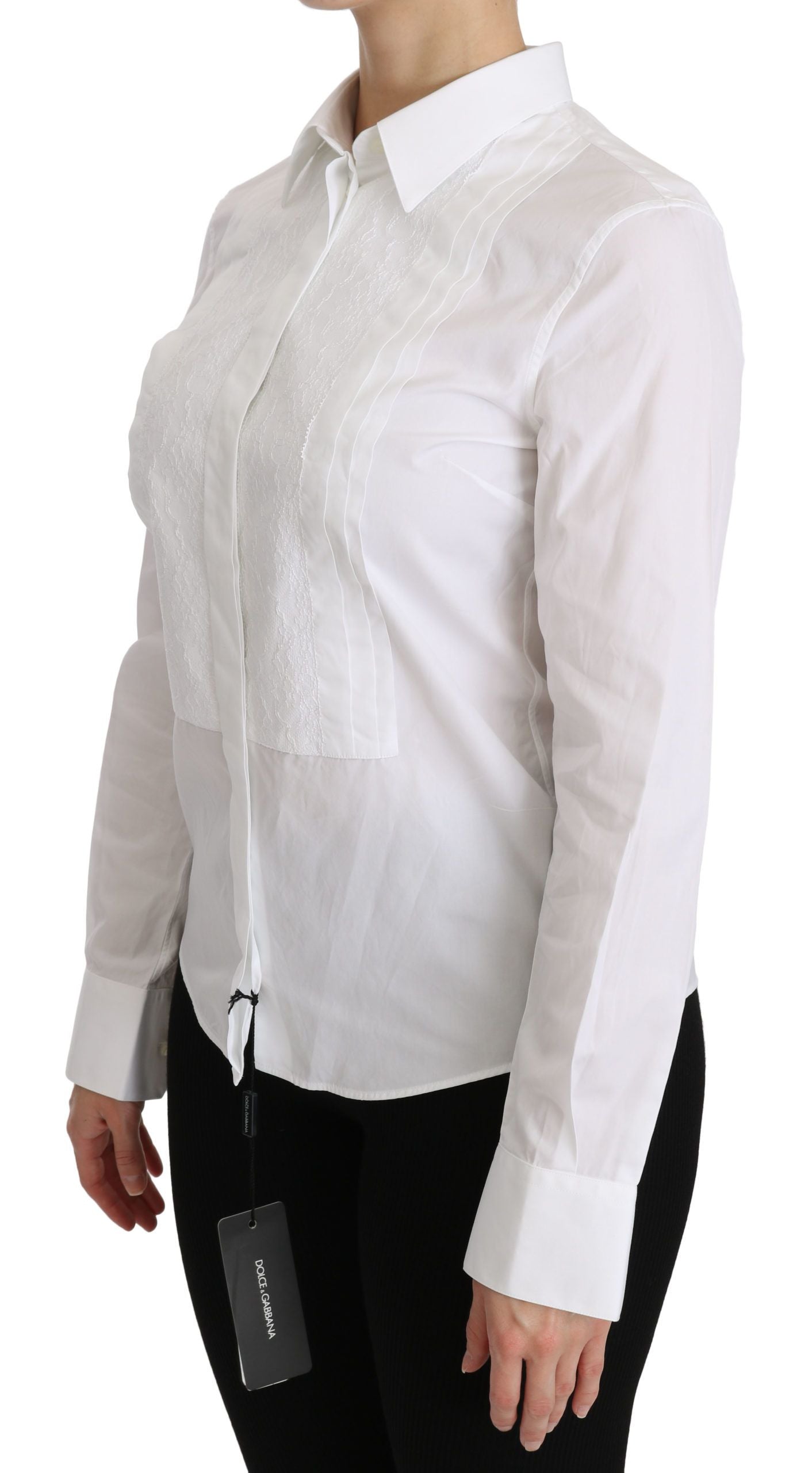 Dolce & Gabbana White Collared Long Sleeve Polo Shirt