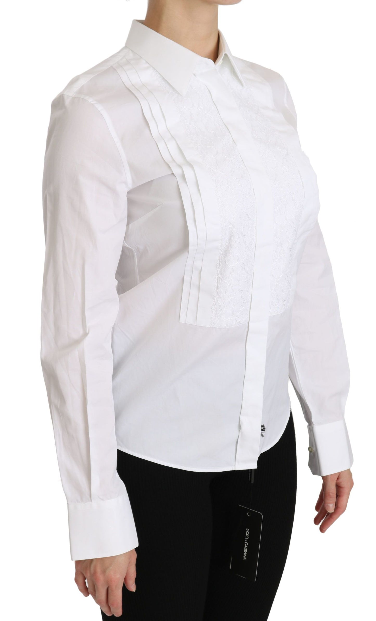 Dolce & Gabbana White Collared Long Sleeve Polo Shirt