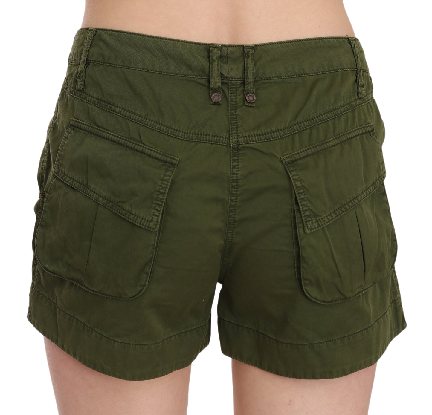 PLEIN SUD Green Mid Waist 100% Cotton Mini Shorts