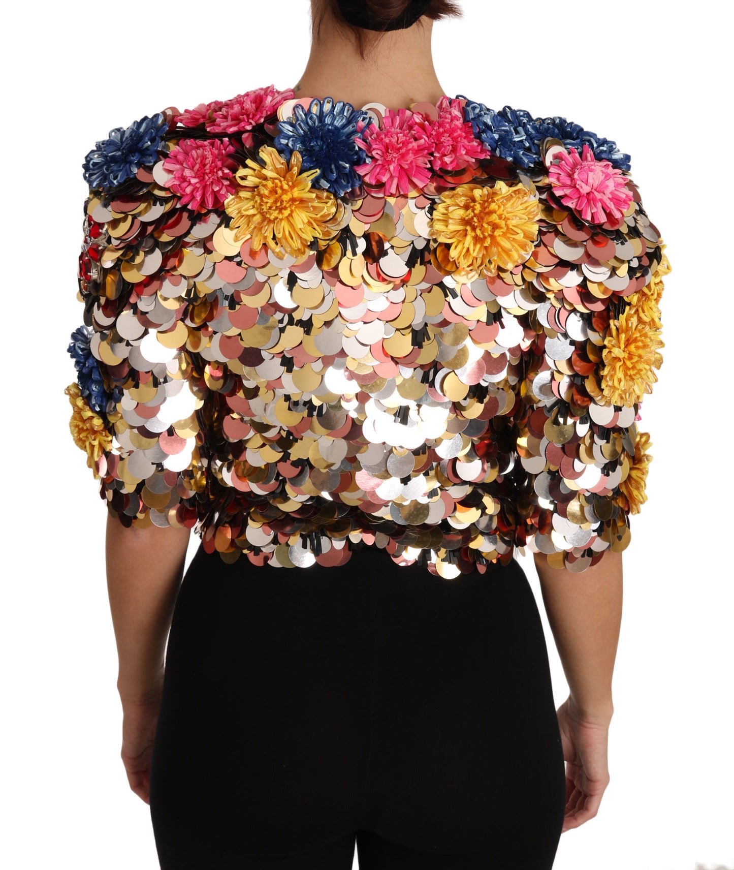 Dolce & Gabbana Crystal Sequined Floral Jacket Coat