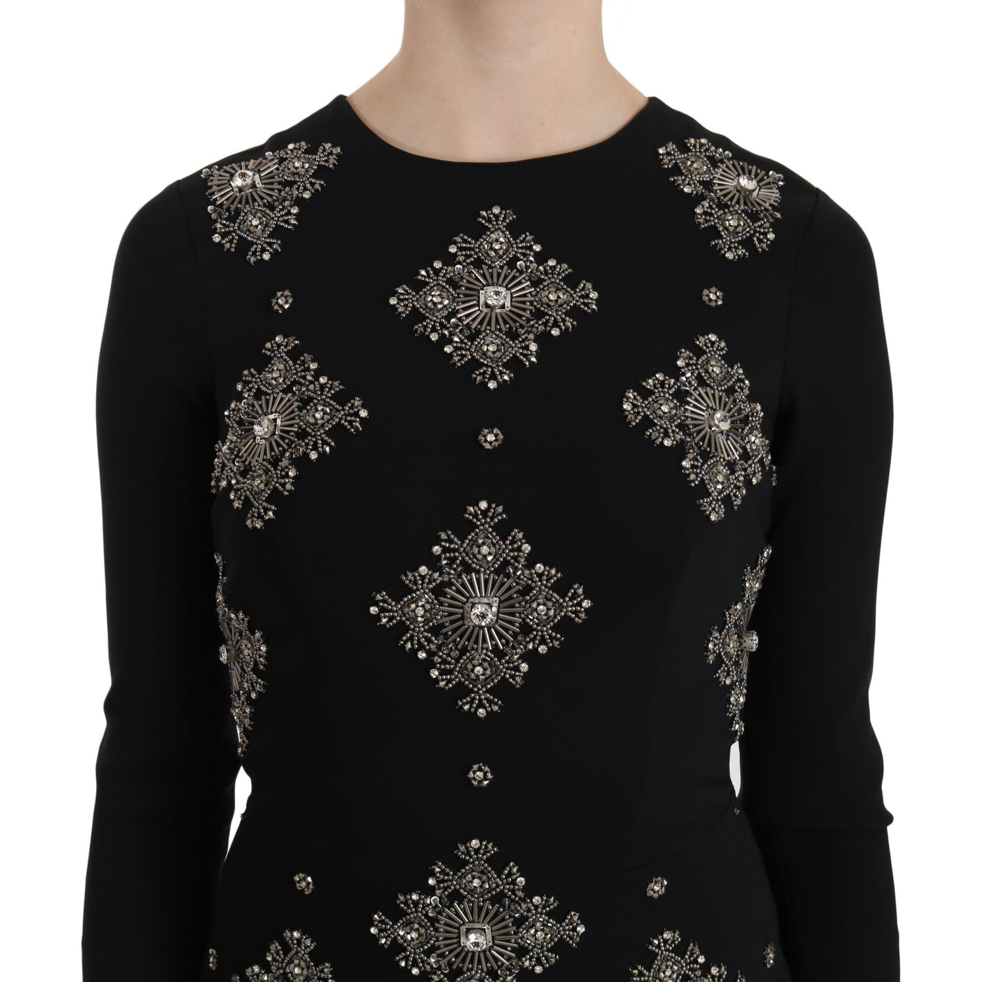 John Richmond Black Crystal Stretch Mini Shift Dress