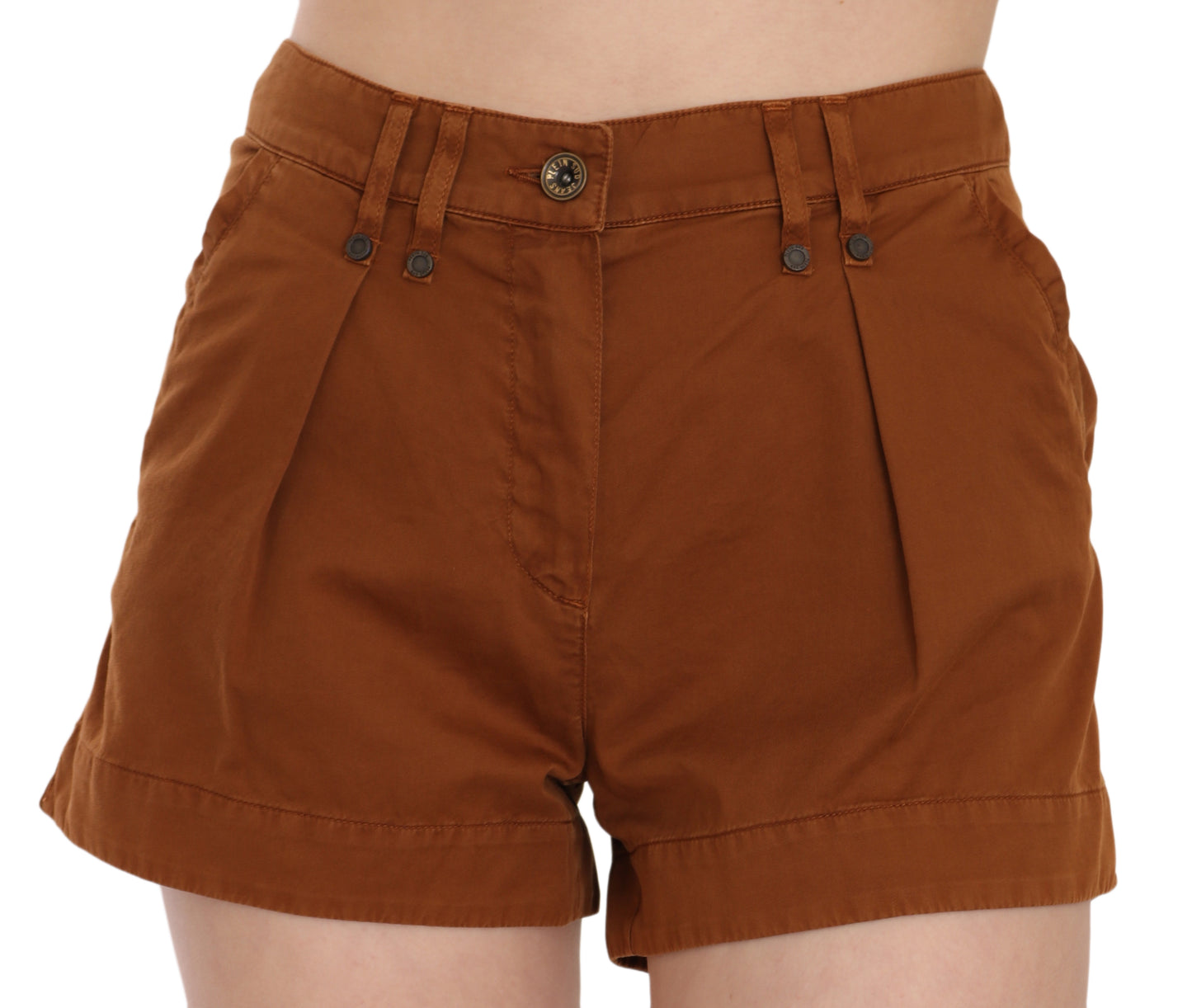 PLEIN SUD Brown Mid Waist Cotton Denim Mini Shorts