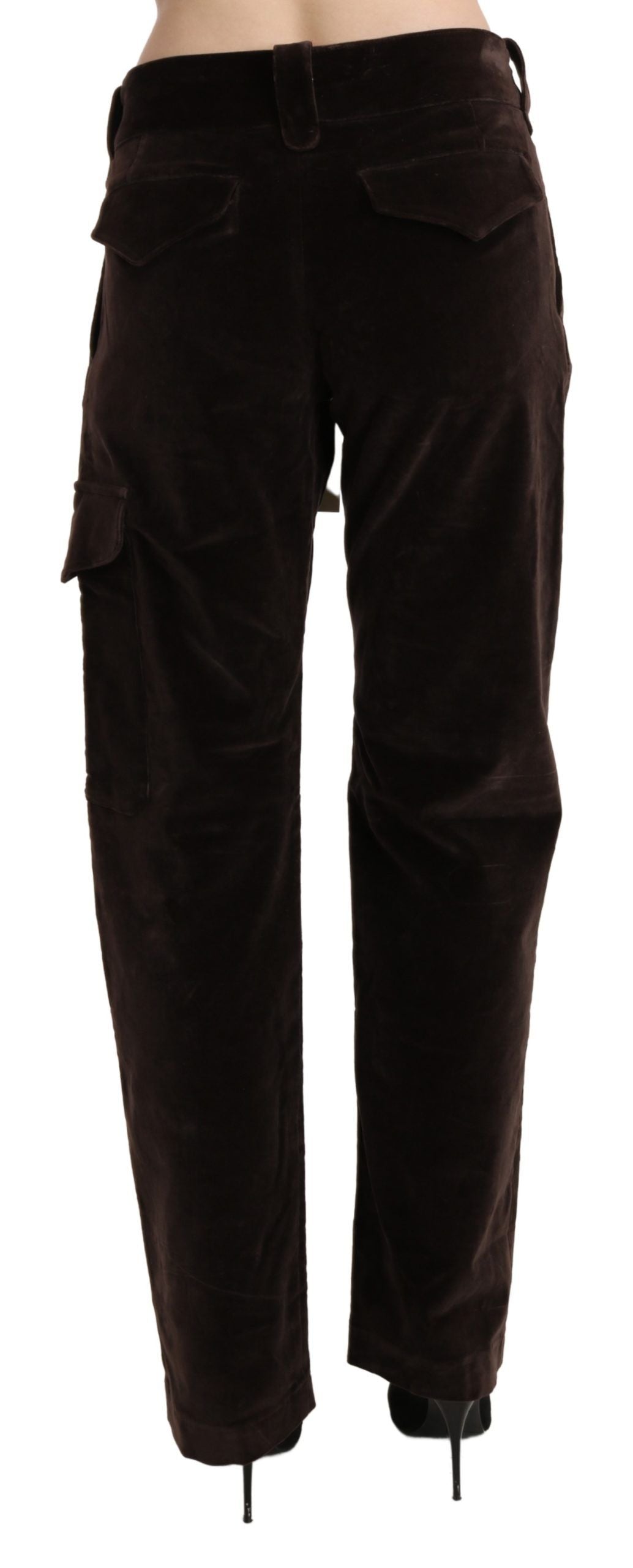 Ermanno Scervino Brown High Waist Cargo Straight Cotton Pants