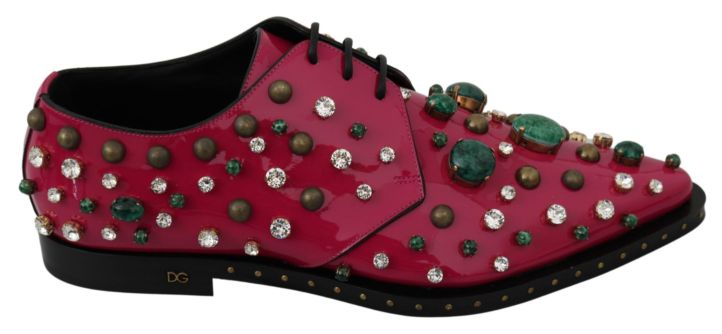 Dolce & Gabbana Pink Leather Crystals Dress Broque Shoes