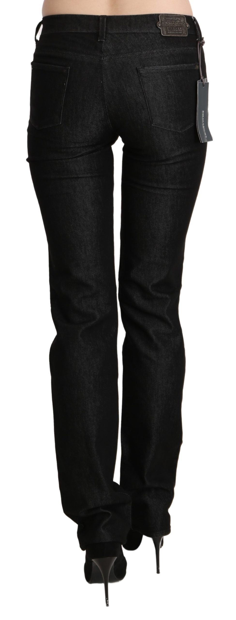 Ermanno Scervino Black Mid Waist Skinny Slim Denim Trouser