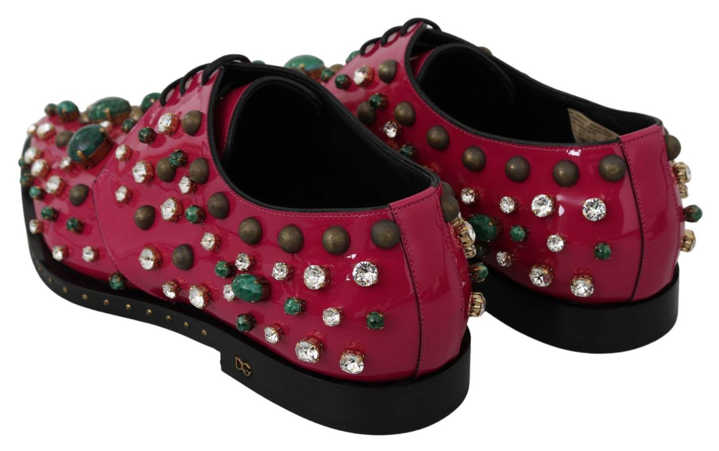 Dolce & Gabbana Pink Leather Crystals Dress Broque Shoes