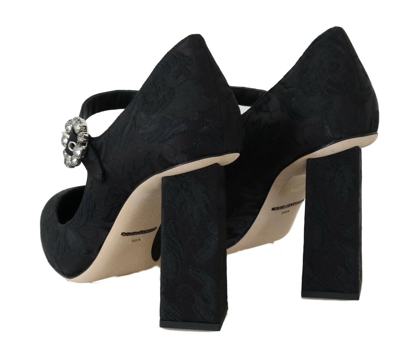 Dolce & Gabbana Black Brocade High Heels Mary Janes Shoes