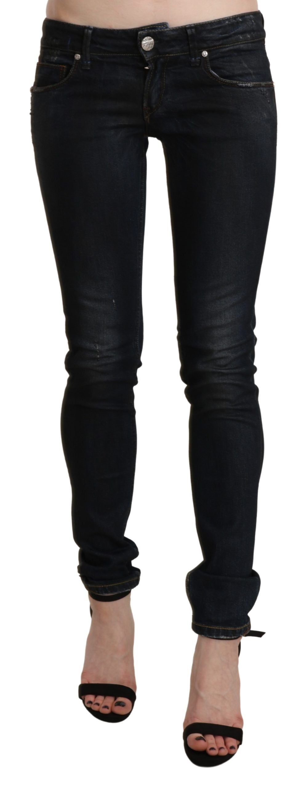 Acht Black Washed Low Waist Skinny Denim Jeans