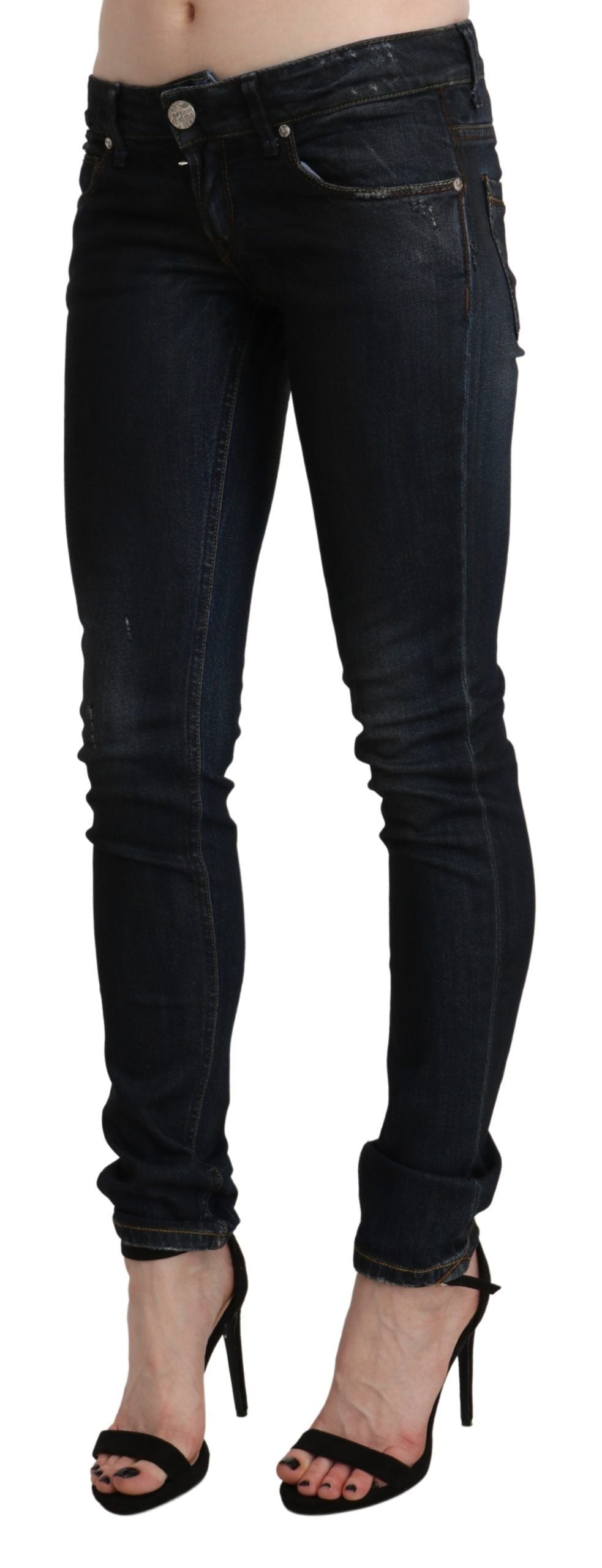 Acht Black Washed Low Waist Skinny Denim Jeans