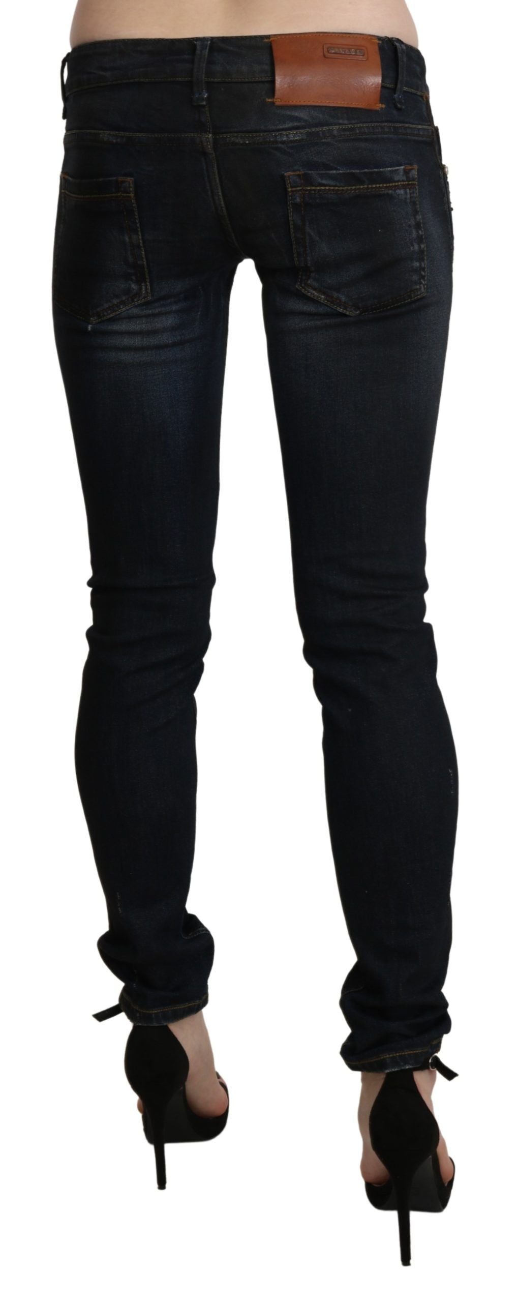 Acht Black Washed Low Waist Skinny Denim Jeans