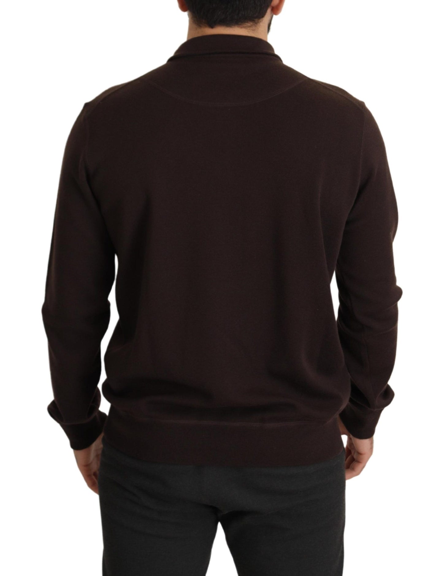 Dolce & Gabbana Brown Cashmere Collared Pullover Sweater