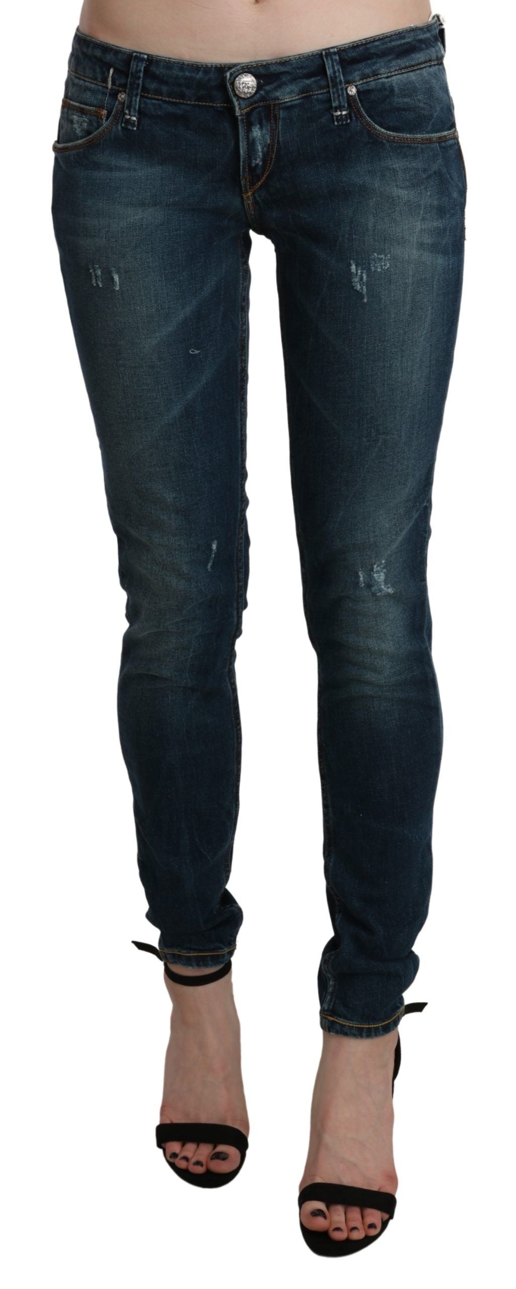 Acht Blue Washed Low Waist Skinny Denim Jeans