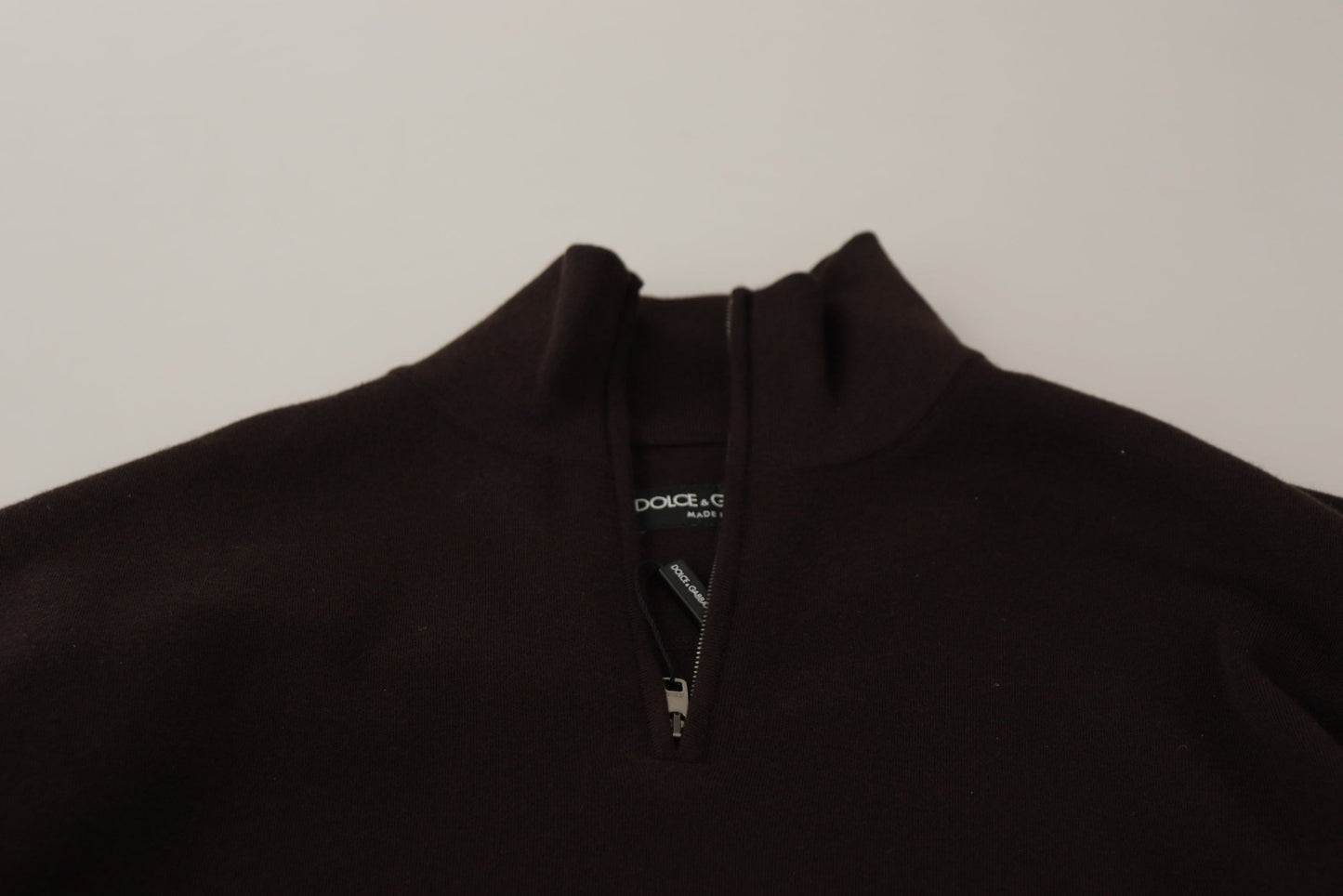 Dolce & Gabbana Brown Cashmere Collared Pullover Sweater