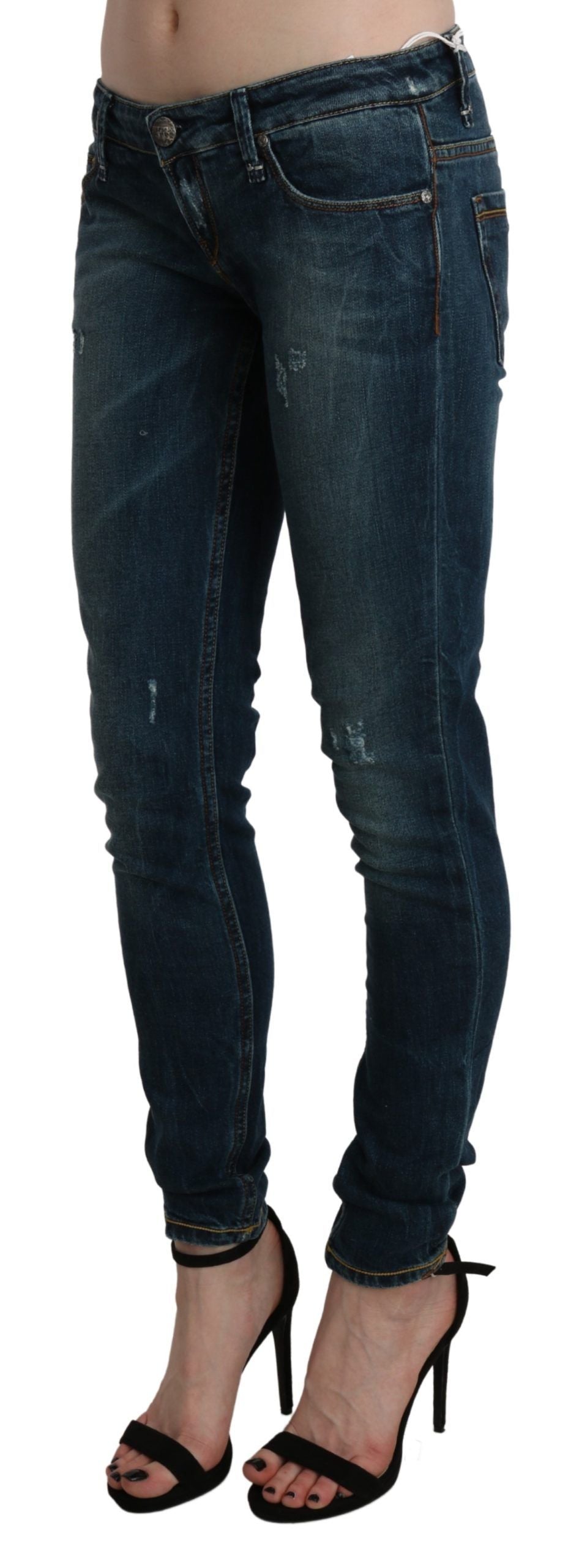 Acht Blue Washed Low Waist Skinny Denim Jeans