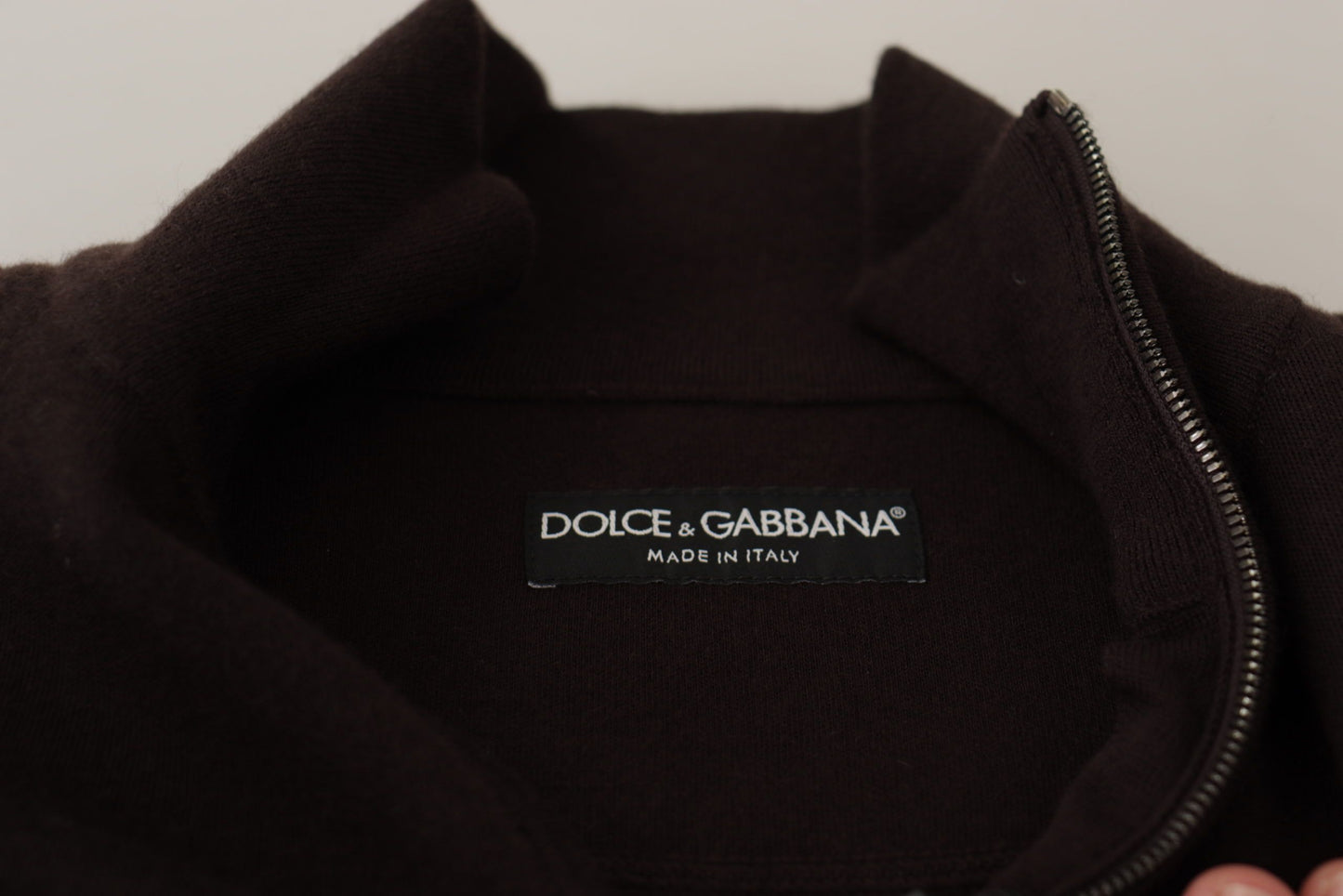 Dolce & Gabbana Brown Cashmere Collared Pullover Sweater