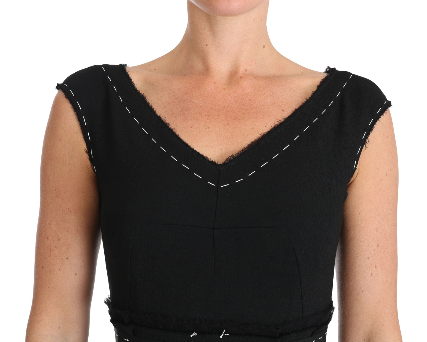 Dolce & Gabbana Black Wool Stretch A-line Sheath Dress