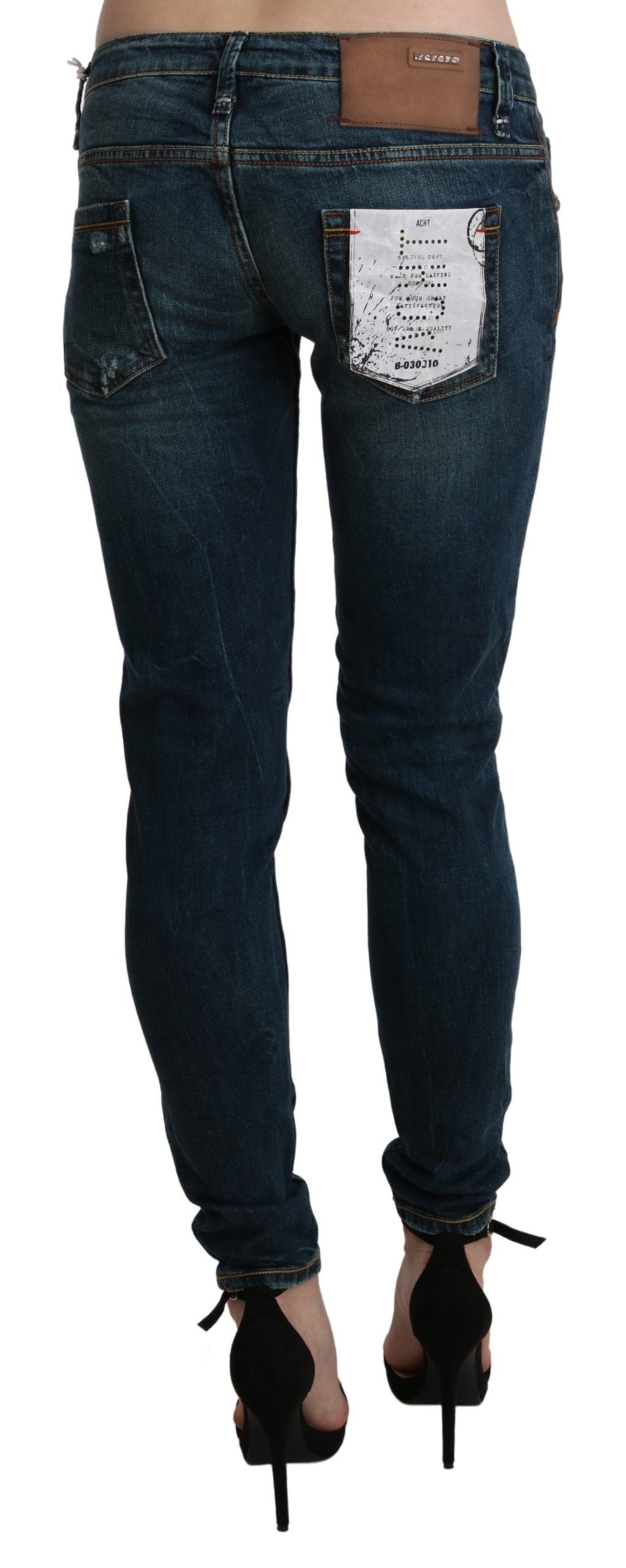 Acht Blue Washed Low Waist Skinny Denim Jeans