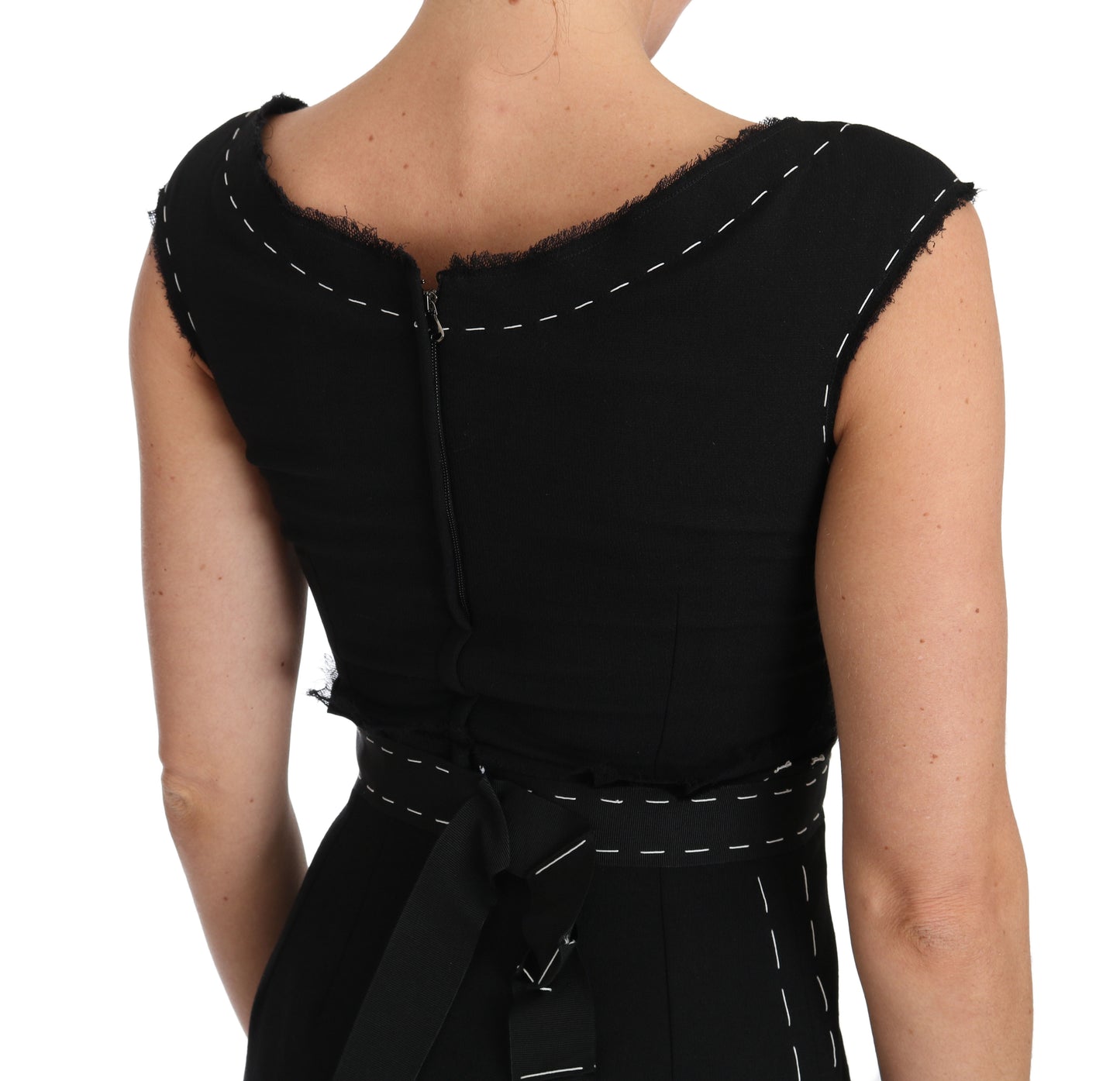 Dolce & Gabbana Black Wool Stretch A-line Sheath Dress