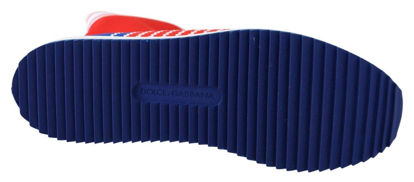 Dolce & Gabbana Blue Red Sorrento Logo Sneakers Socks Shoes