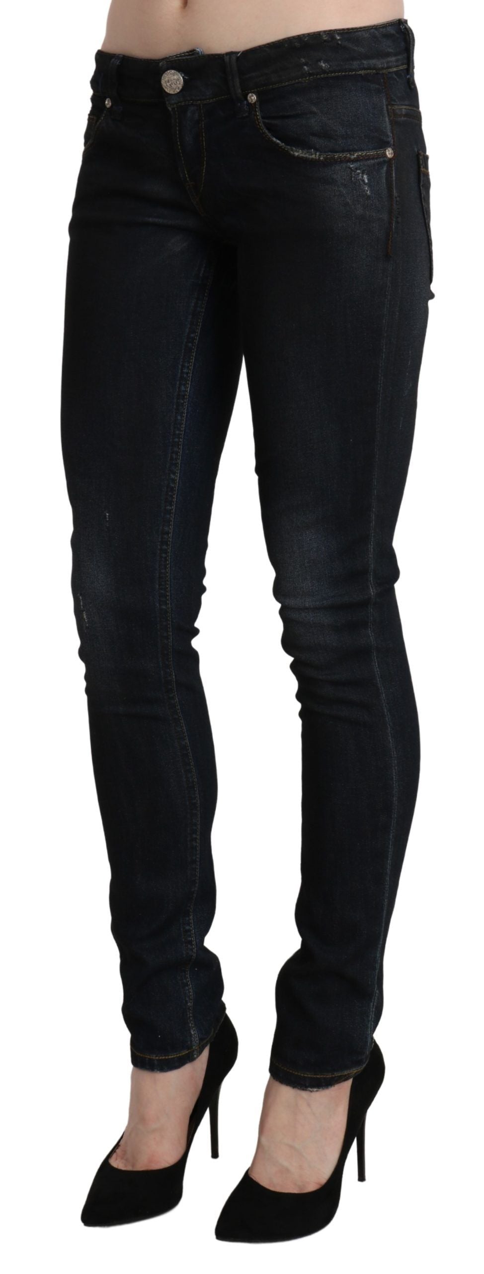 Acht Blue Washed Low Waist Skinny Denim Slim Trouser