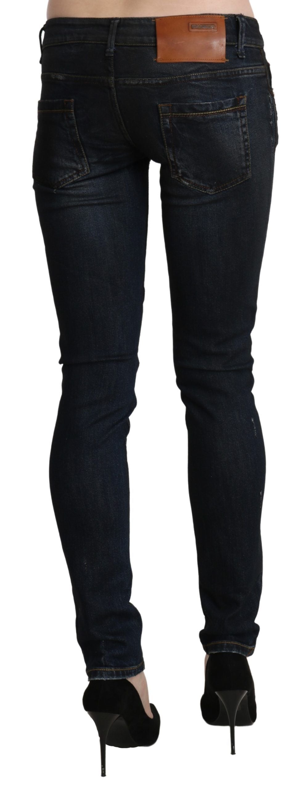 Acht Blue Washed Low Waist Skinny Denim Slim Trouser