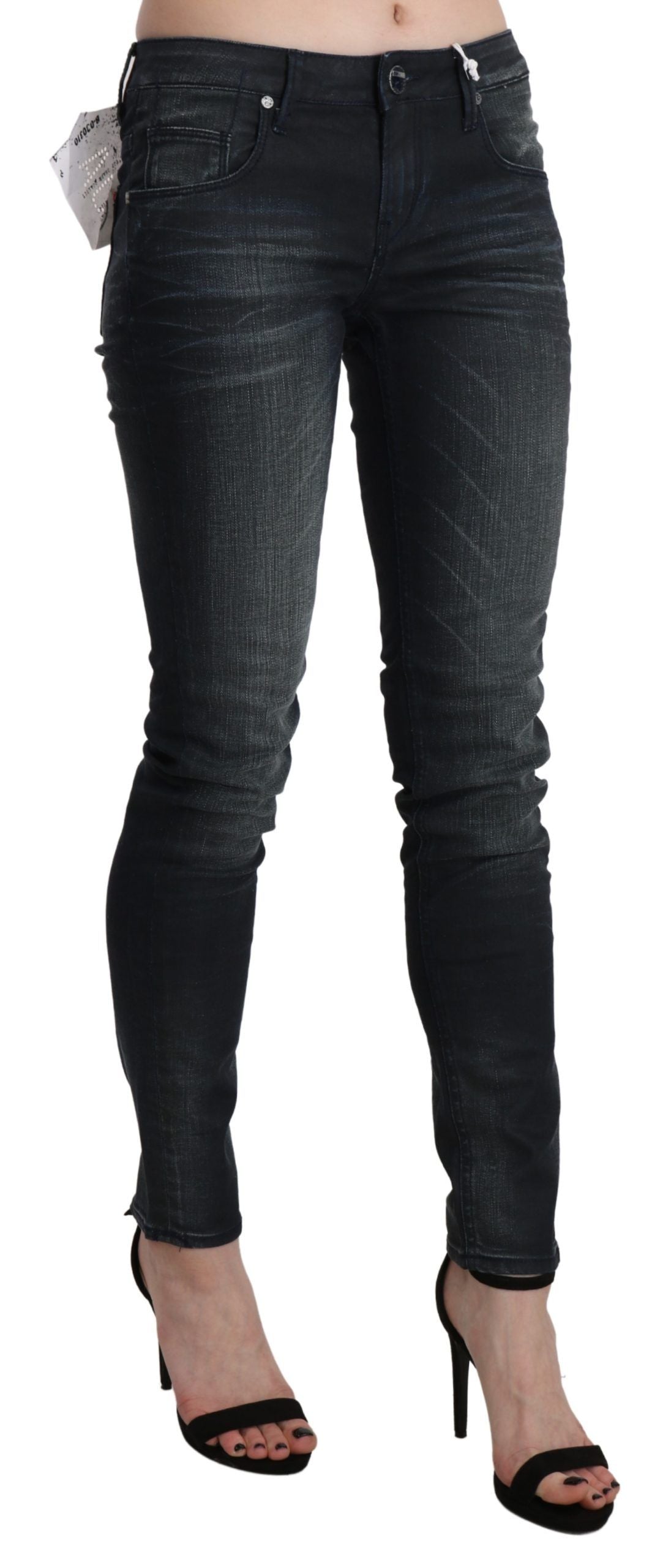 Acht Black Washed Low Waist Skinny Denim Trouser