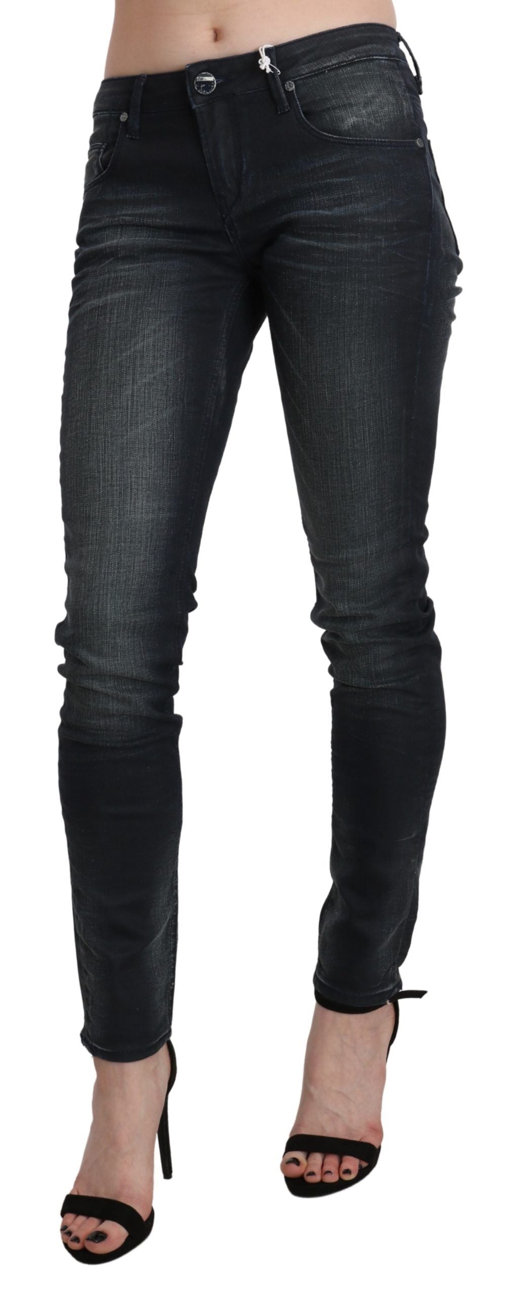 Acht Black Washed Low Waist Skinny Denim Trouser