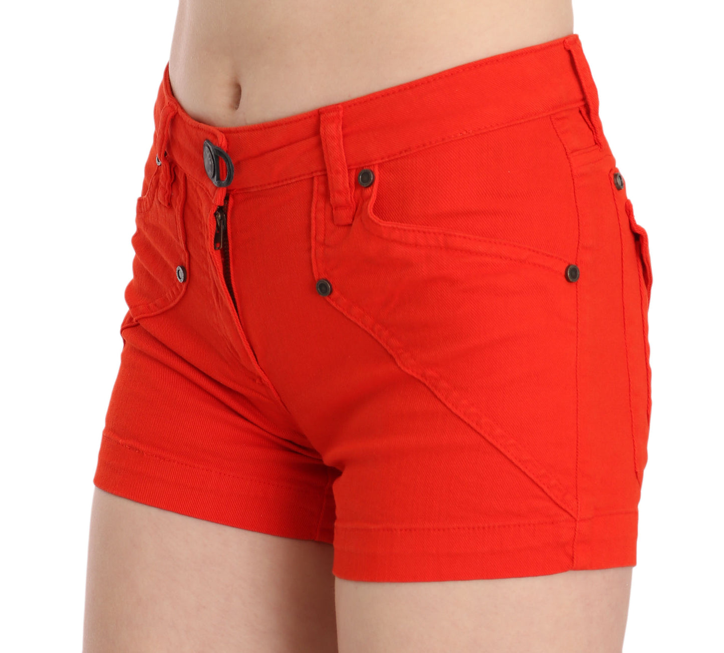 PLEIN SUD Orange Mid Waist Cotton Denim Mini