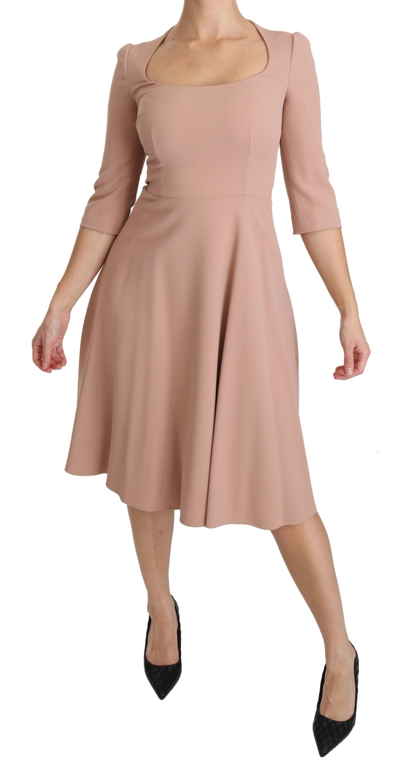 Dolce & Gabbana Pink 3/4 Sleeves A-line Viscose Dress