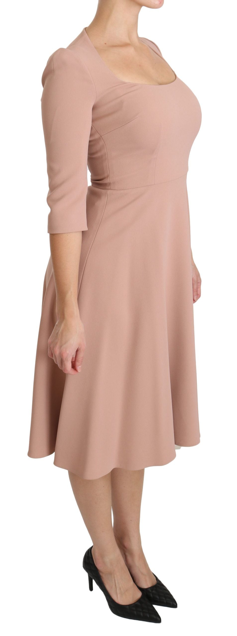 Dolce & Gabbana Pink 3/4 Sleeves A-line Viscose Dress