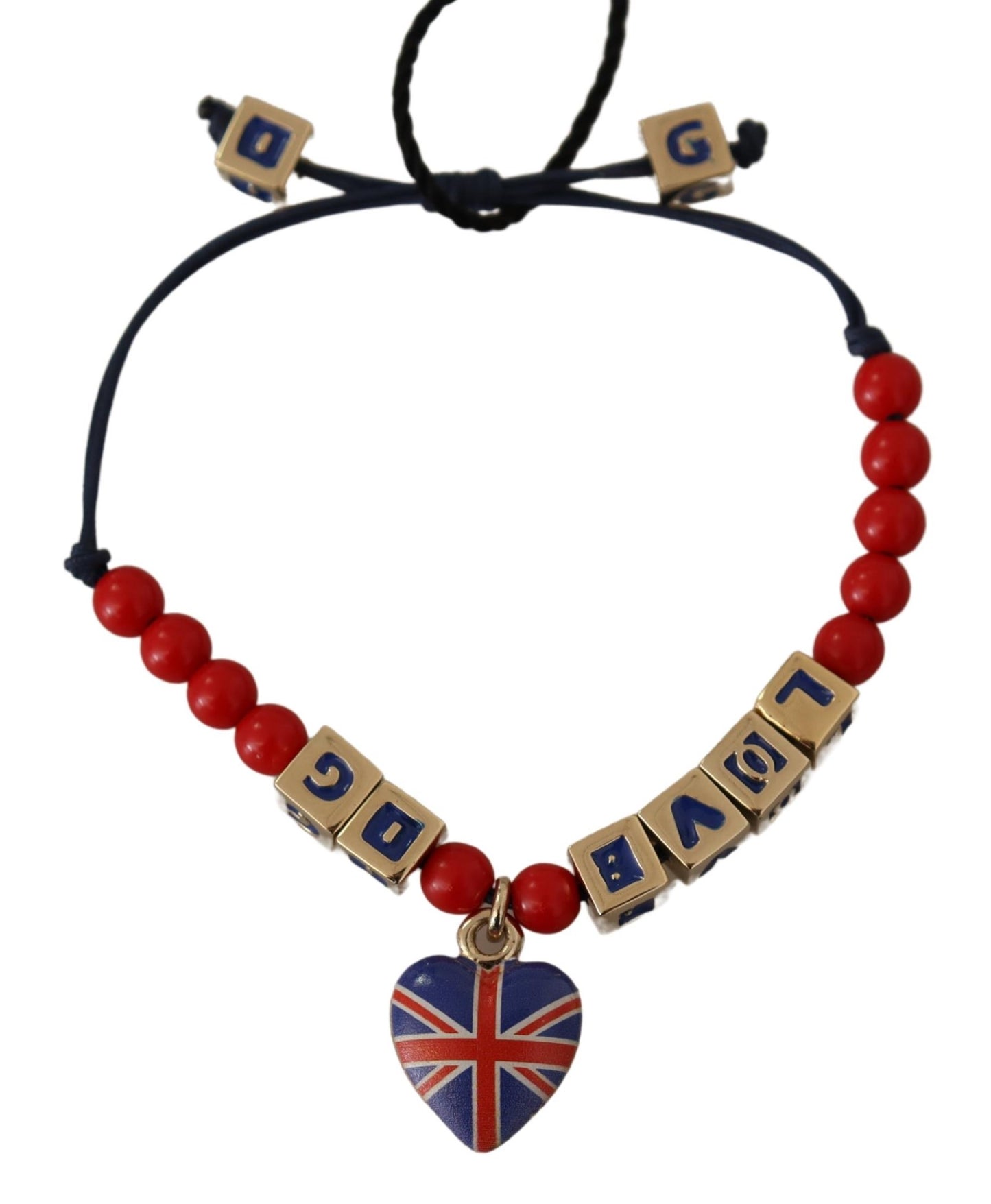 Dolce & Gabbana Red Blue Beaded DG LOVES LONDON Flag Branded Bracelet