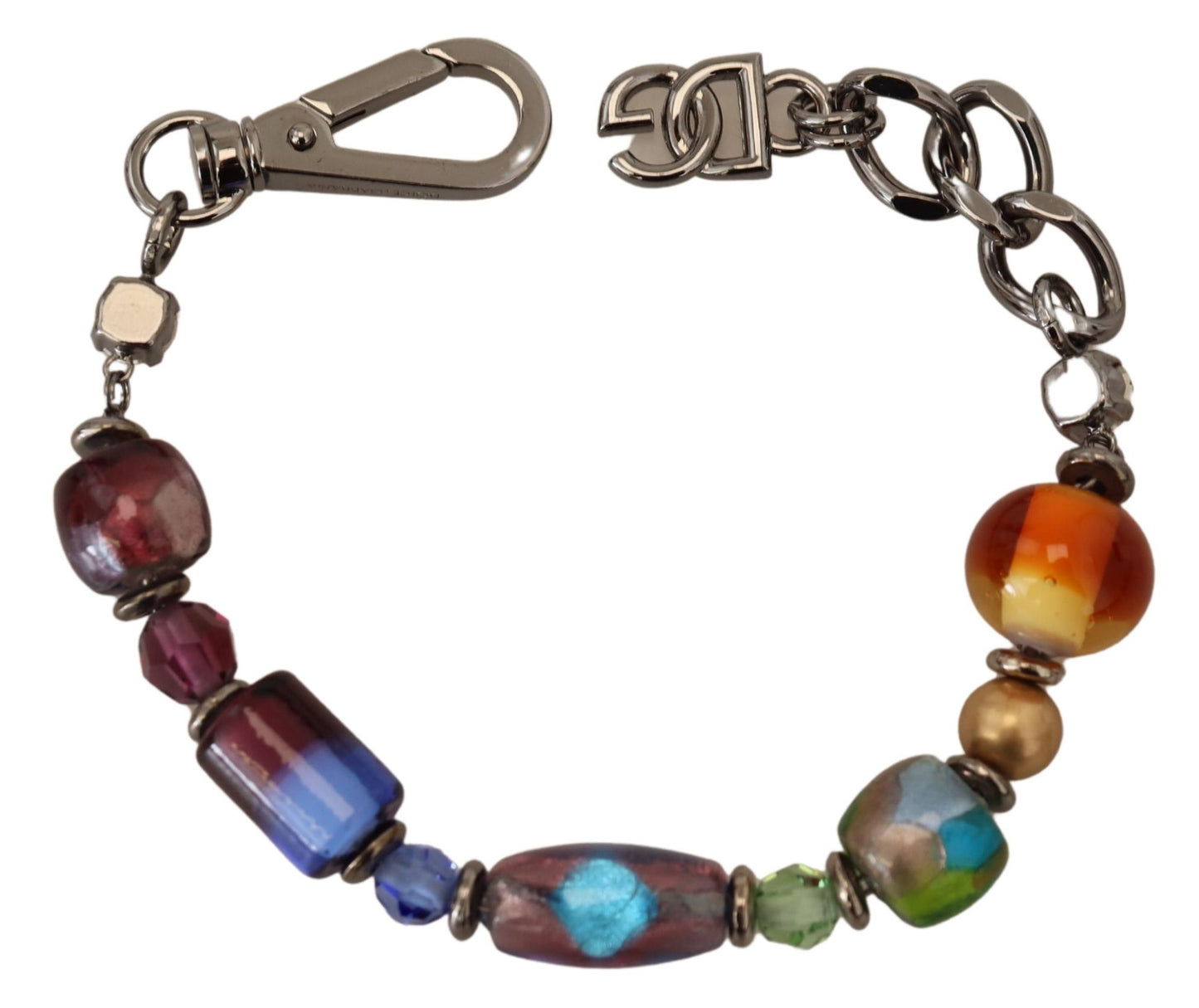 Dolce & Gabbana multicolor Silver Chain Brass Beaded Lobster Clasp Bracelet