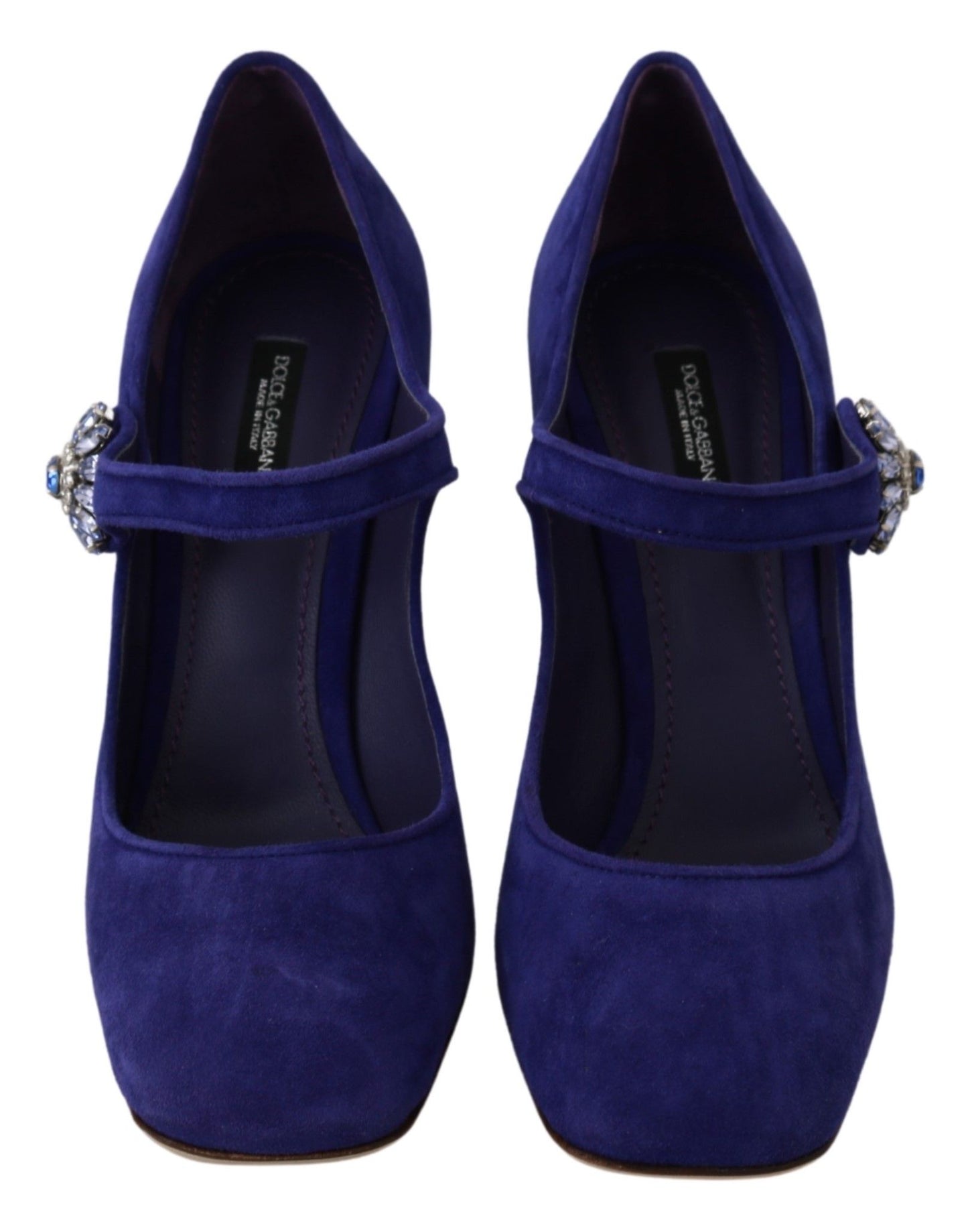 Dolce & Gabbana Purple Suede Crystal Pumps Heels Shoes