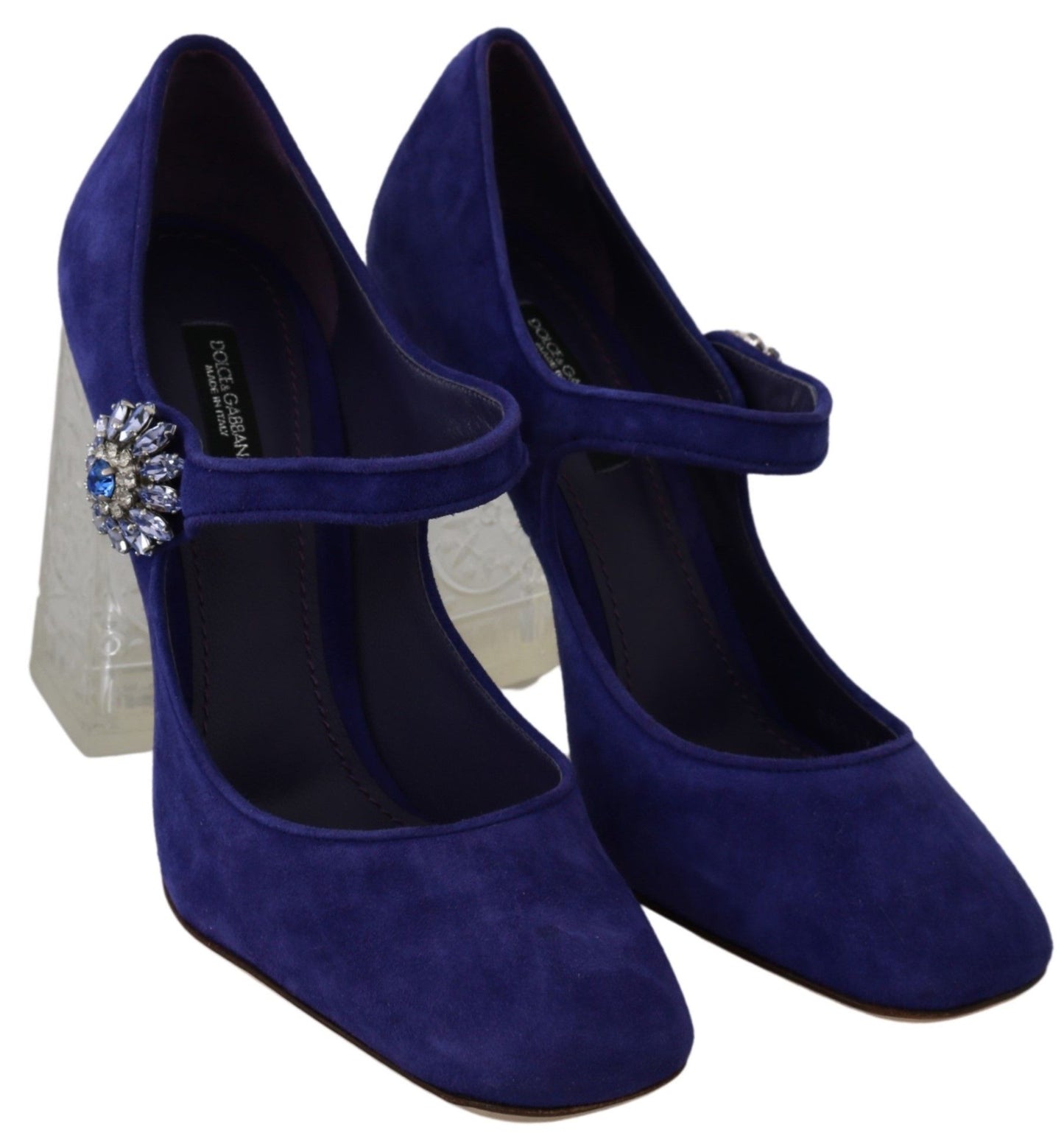 Dolce & Gabbana Purple Suede Crystal Pumps Heels Shoes