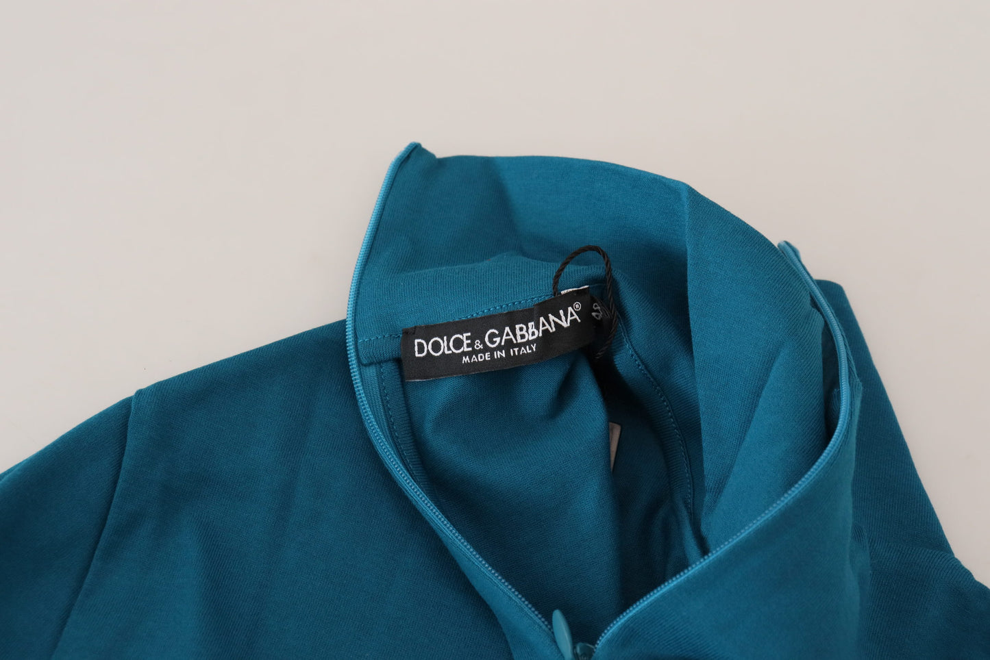 Dolce & Gabbana Blue Cotton Collared Slim Pullover Sweater